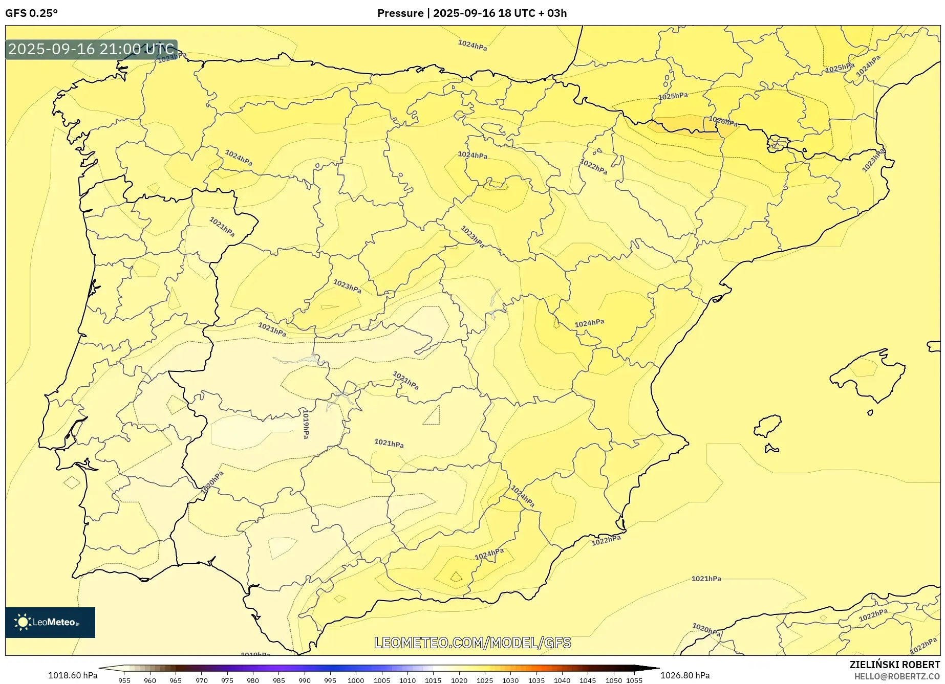 GFS model - Spain, Pressure