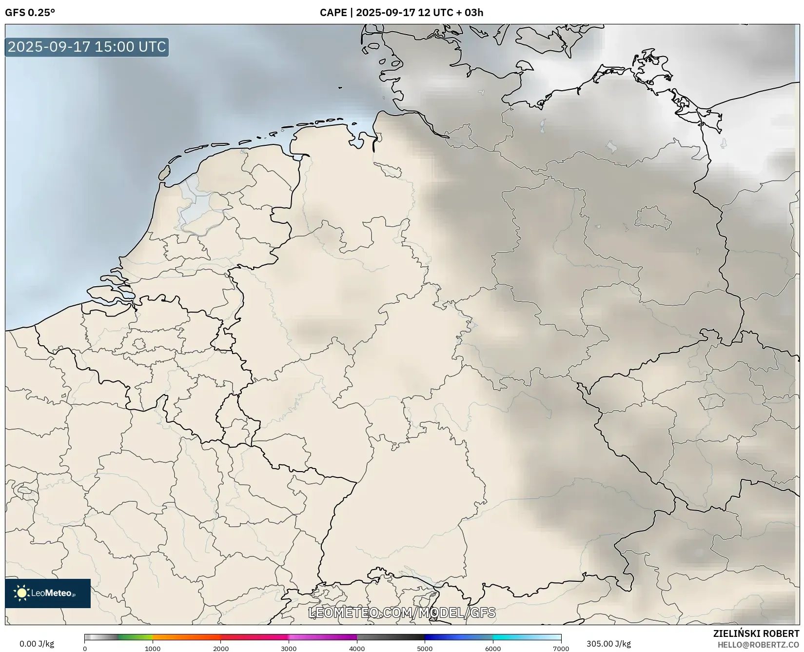 GFS model - Germany, CAPE GFS model - Germany, CAPE