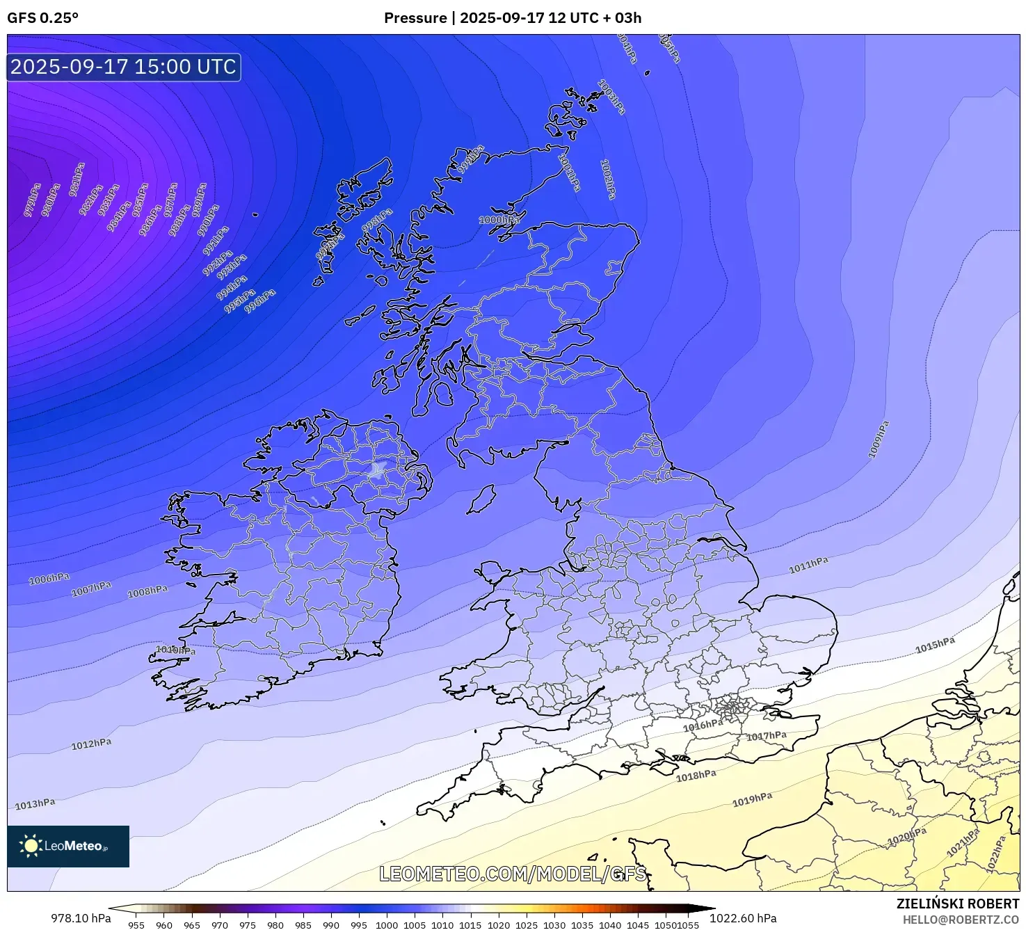 GFS model - United Kingdom, Pressure