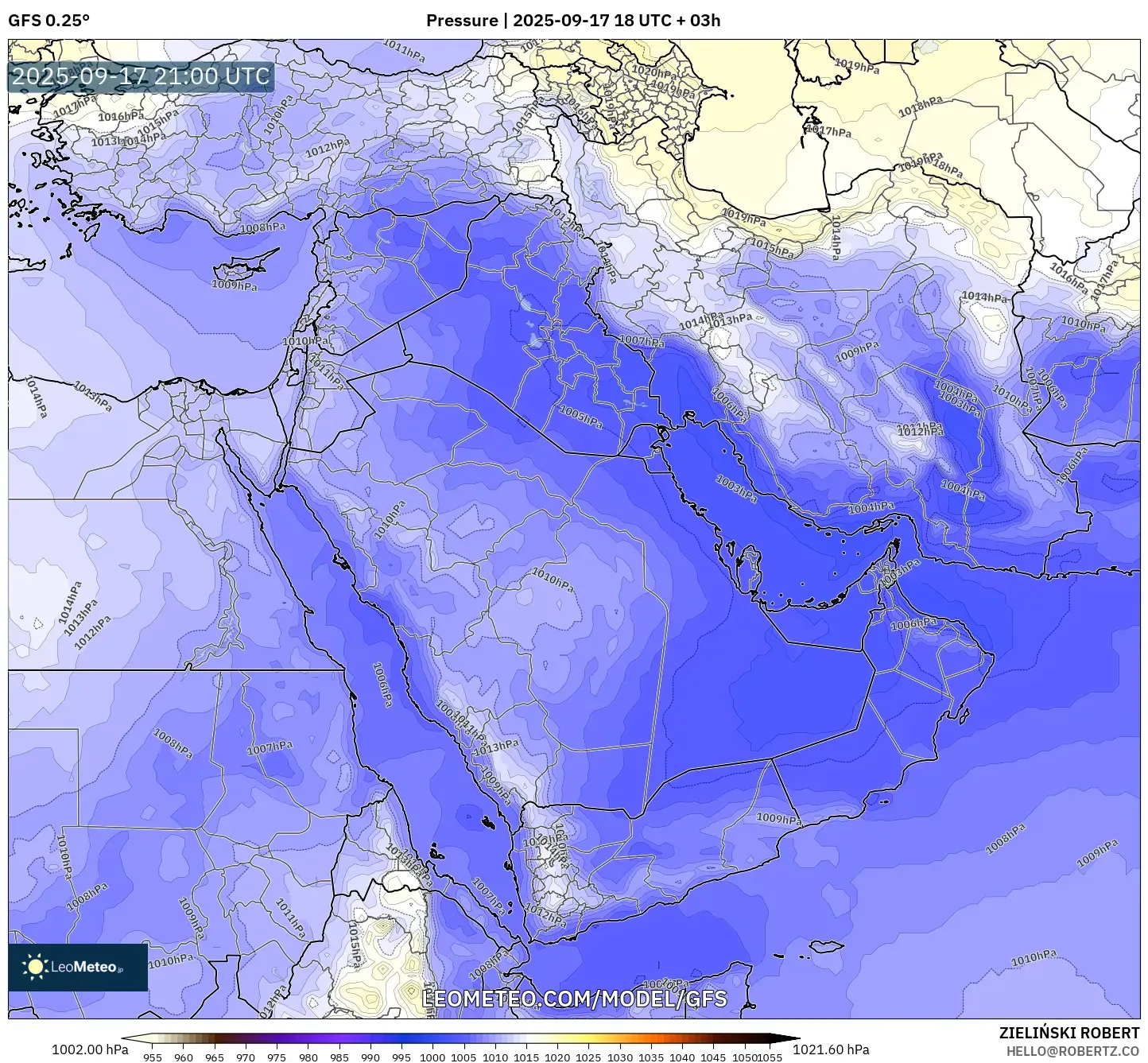 GFS model - Middle East, Pressure