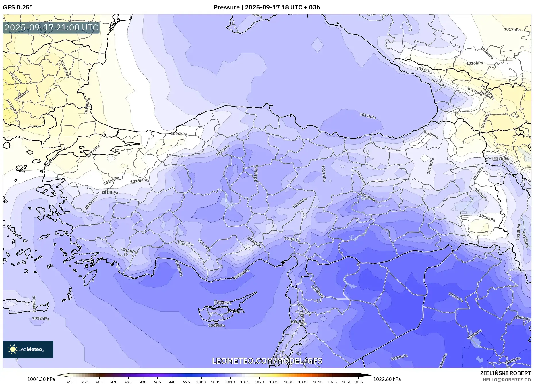GFS model - Turkey, Pressure