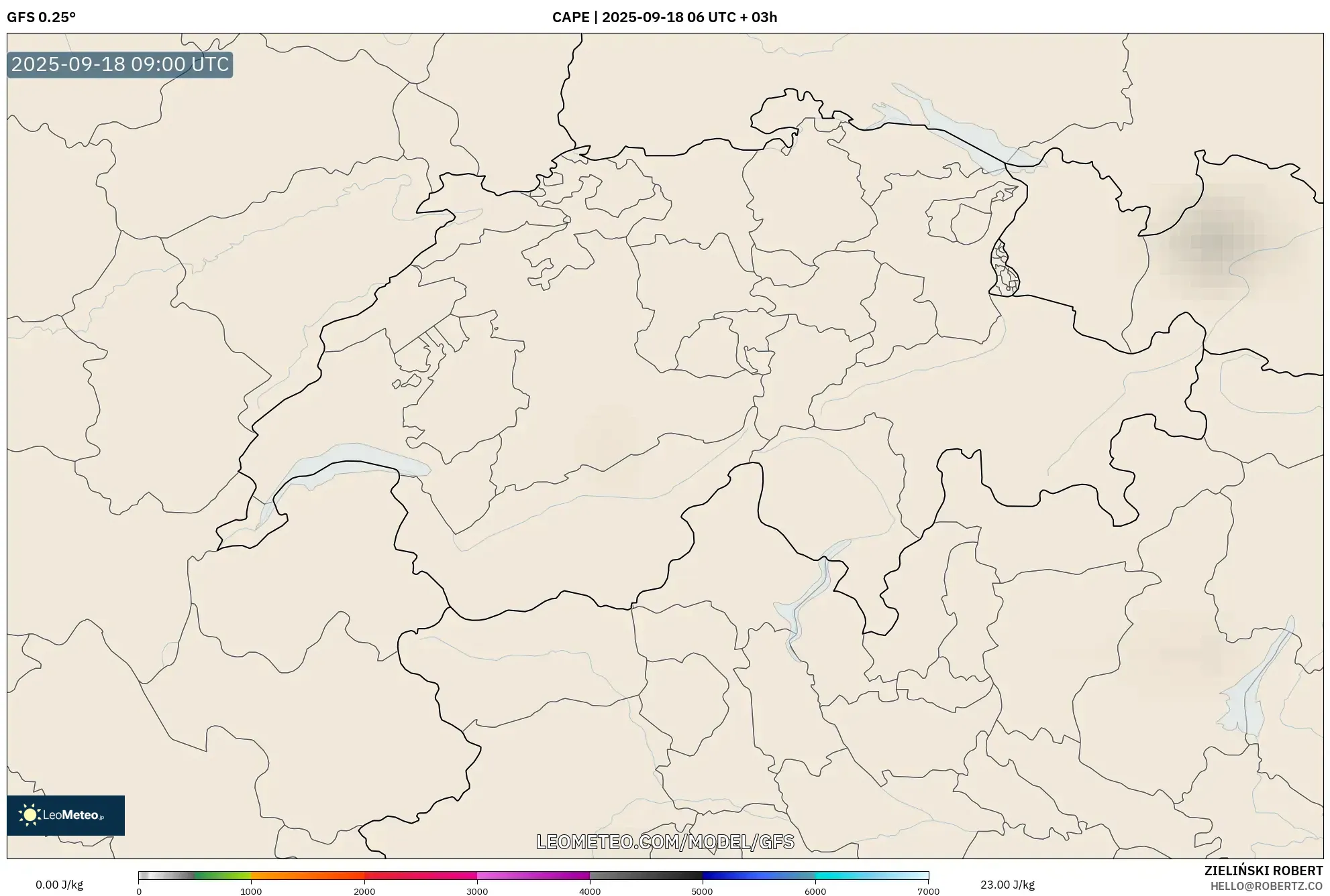 GFS model - Switzerland, CAPE