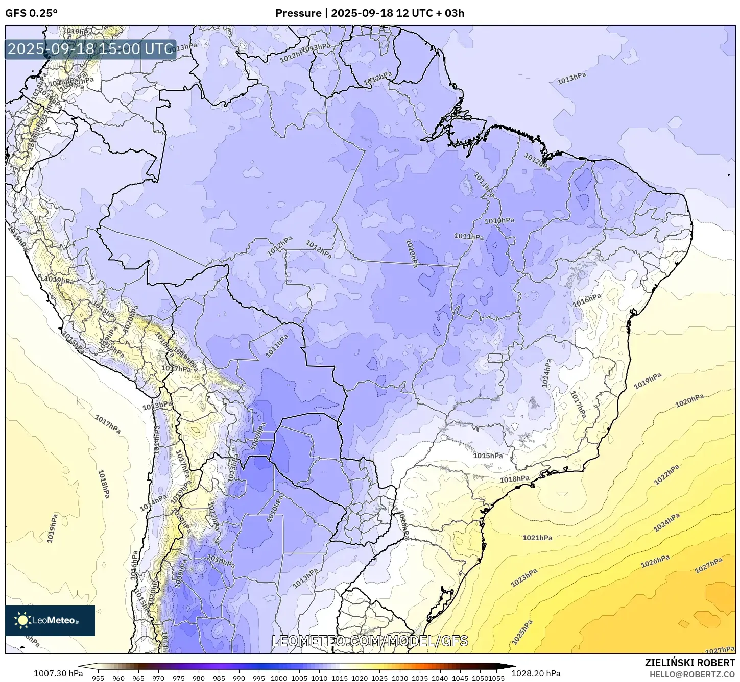 GFS model - Brazil, Pressure