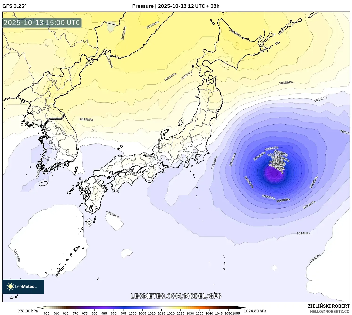 GFS model - Japan, Pressure GFS model - Japan, Pressure