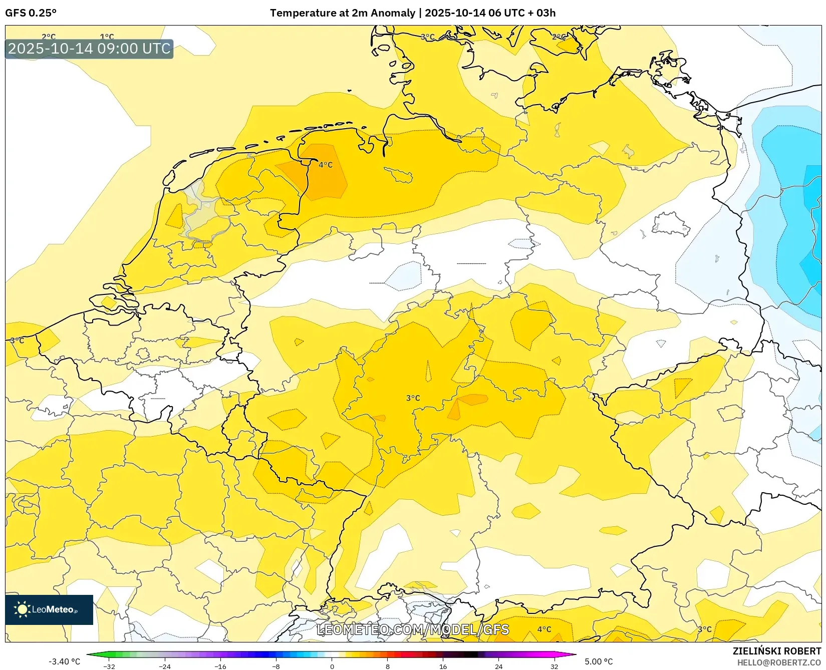 GFS model - Germany, Temperature at 2m Anomaly GFS model - Germany, Temperature at 2m Anomaly