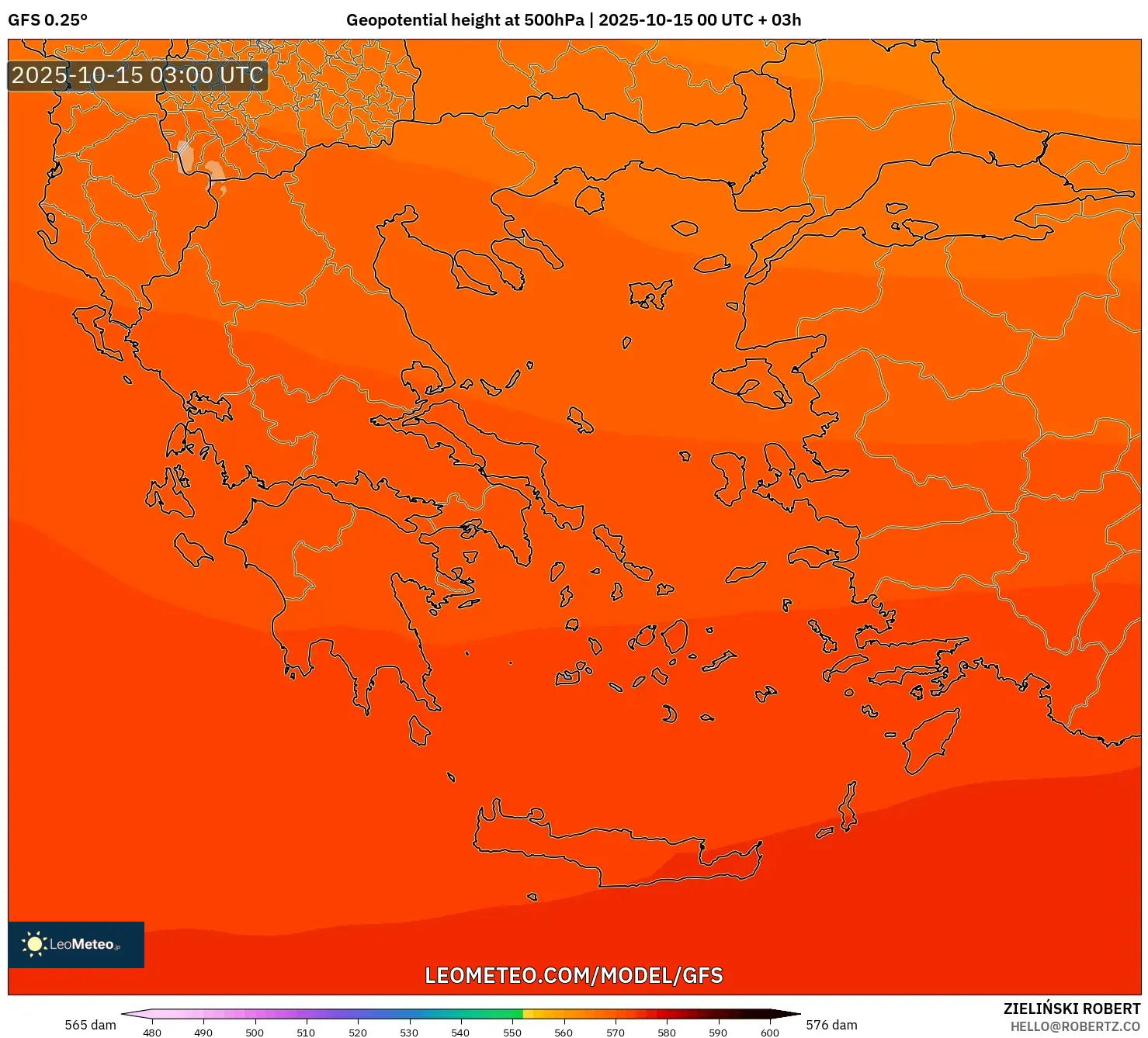 GFS model - Greece, Geopotential height at 500hPa GFS model - Greece, Geopotential height at 500hPa