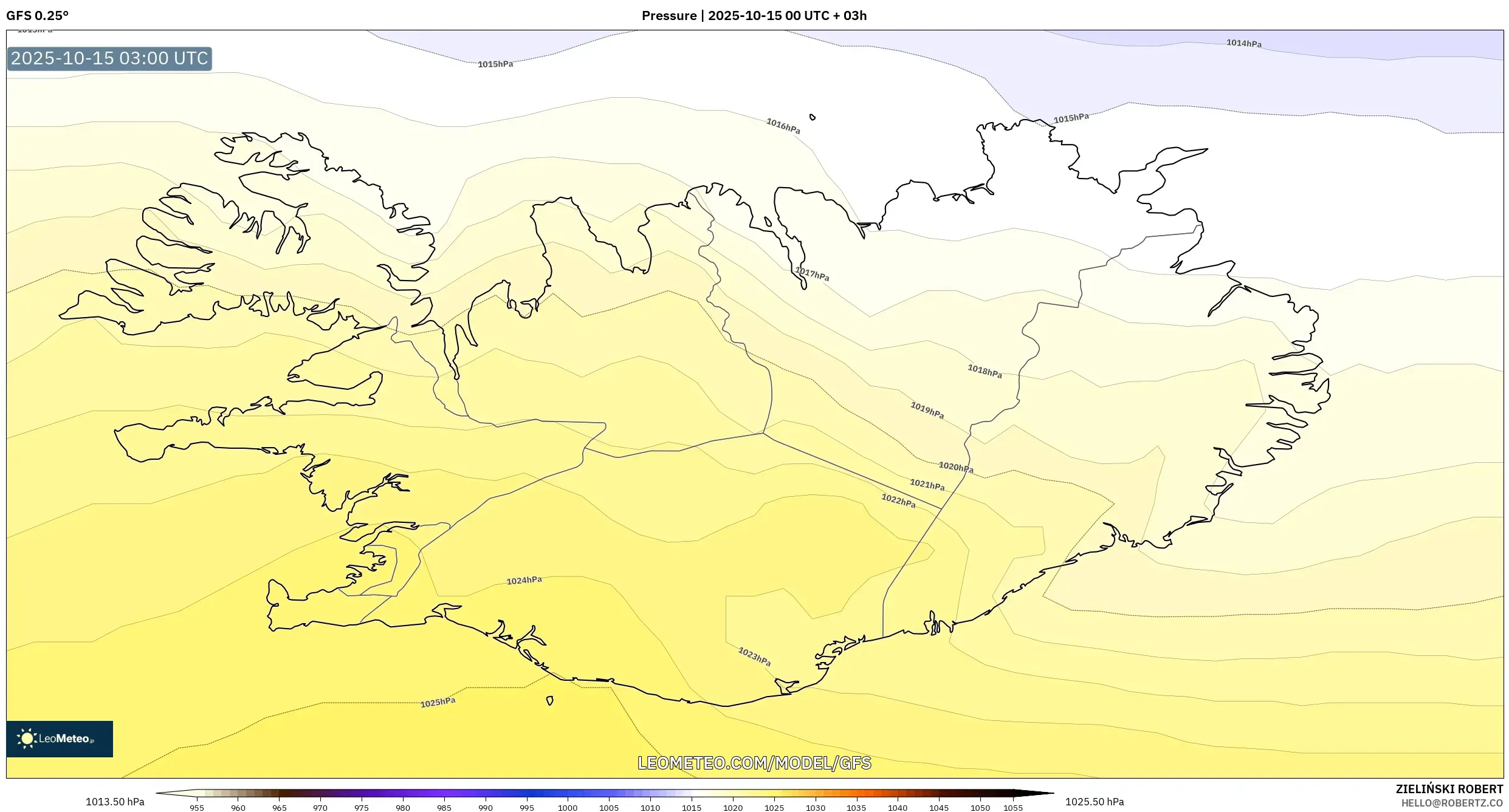 GFS model - Iceland, Pressure GFS model - Iceland, Pressure