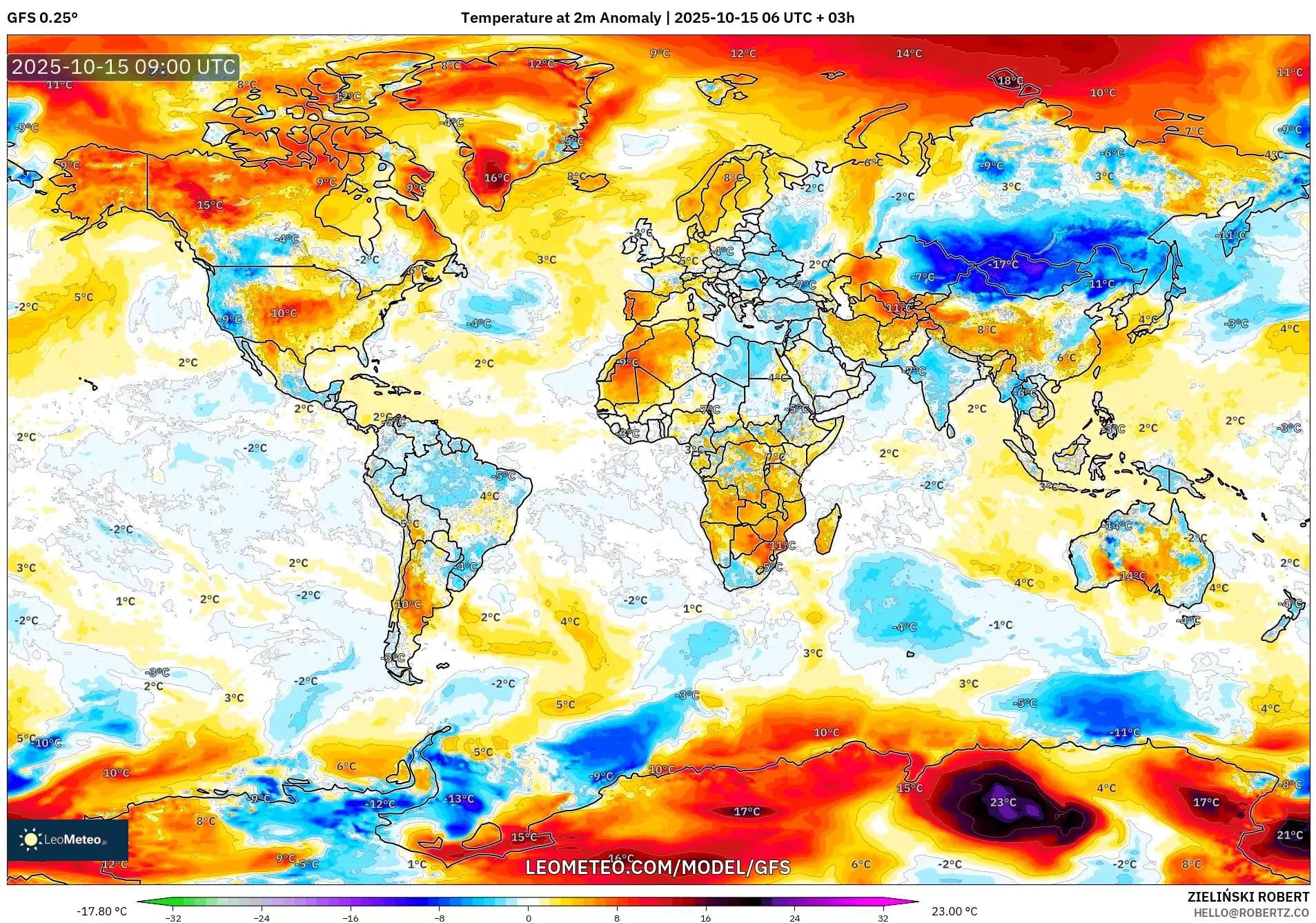 GFS model - World, Temperature at 2m Anomaly GFS model - World, Temperature at 2m Anomaly