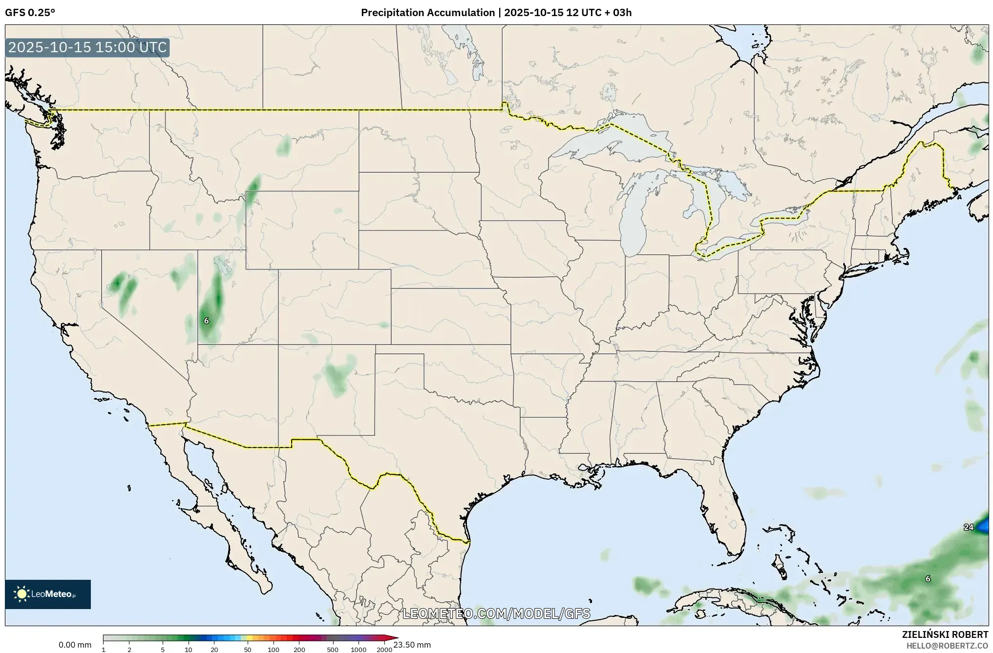 GFS model - United States, Precipitation Accumulation GFS model - United States, Precipitation Accumulation