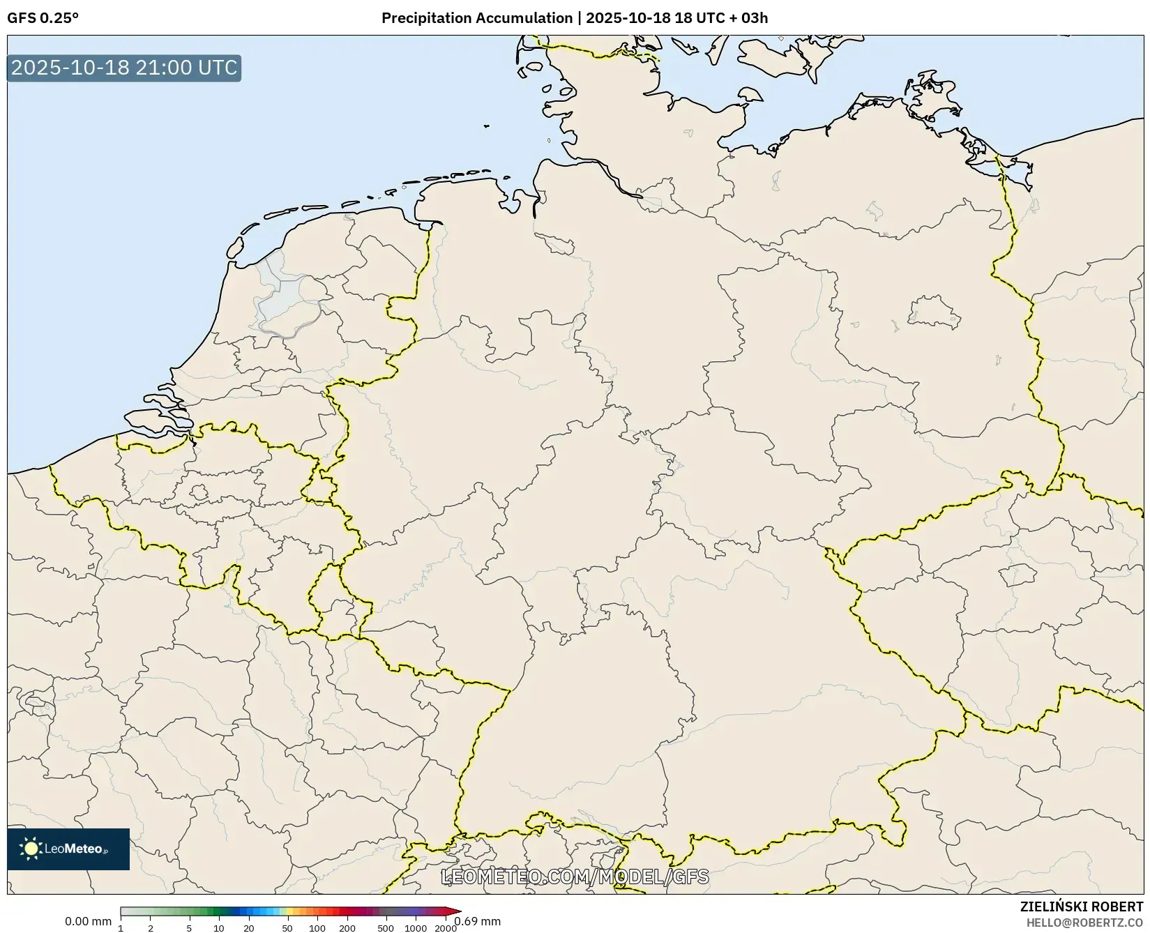 GFS model - Germany, Precipitation Accumulation GFS model - Germany, Precipitation Accumulation