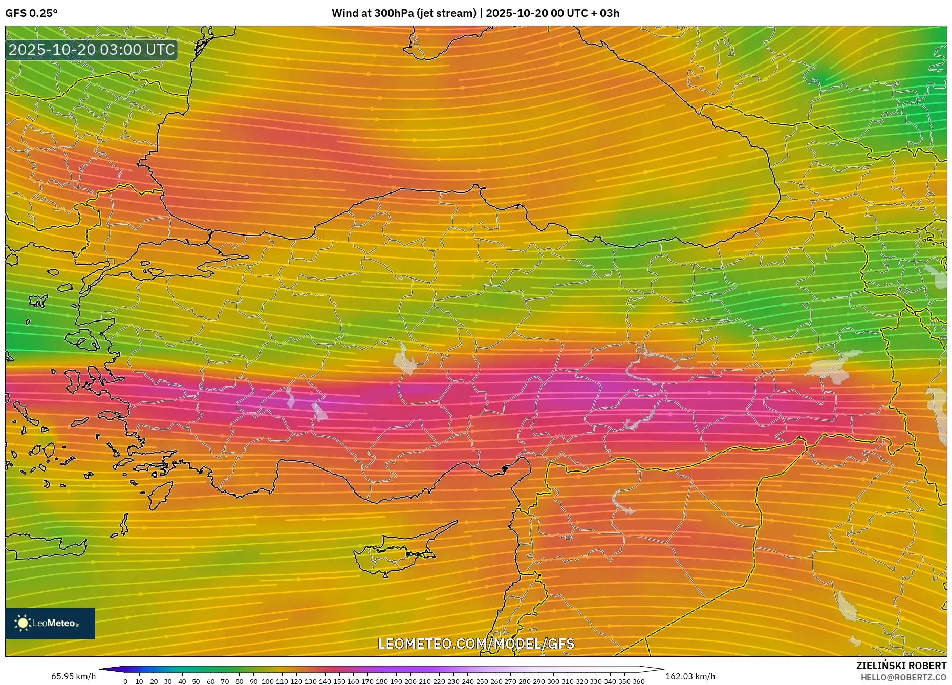 GFS model - Turkey, Wind at 300hPa (jet stream) GFS model - Turkey, Wind at 300hPa (jet stream)