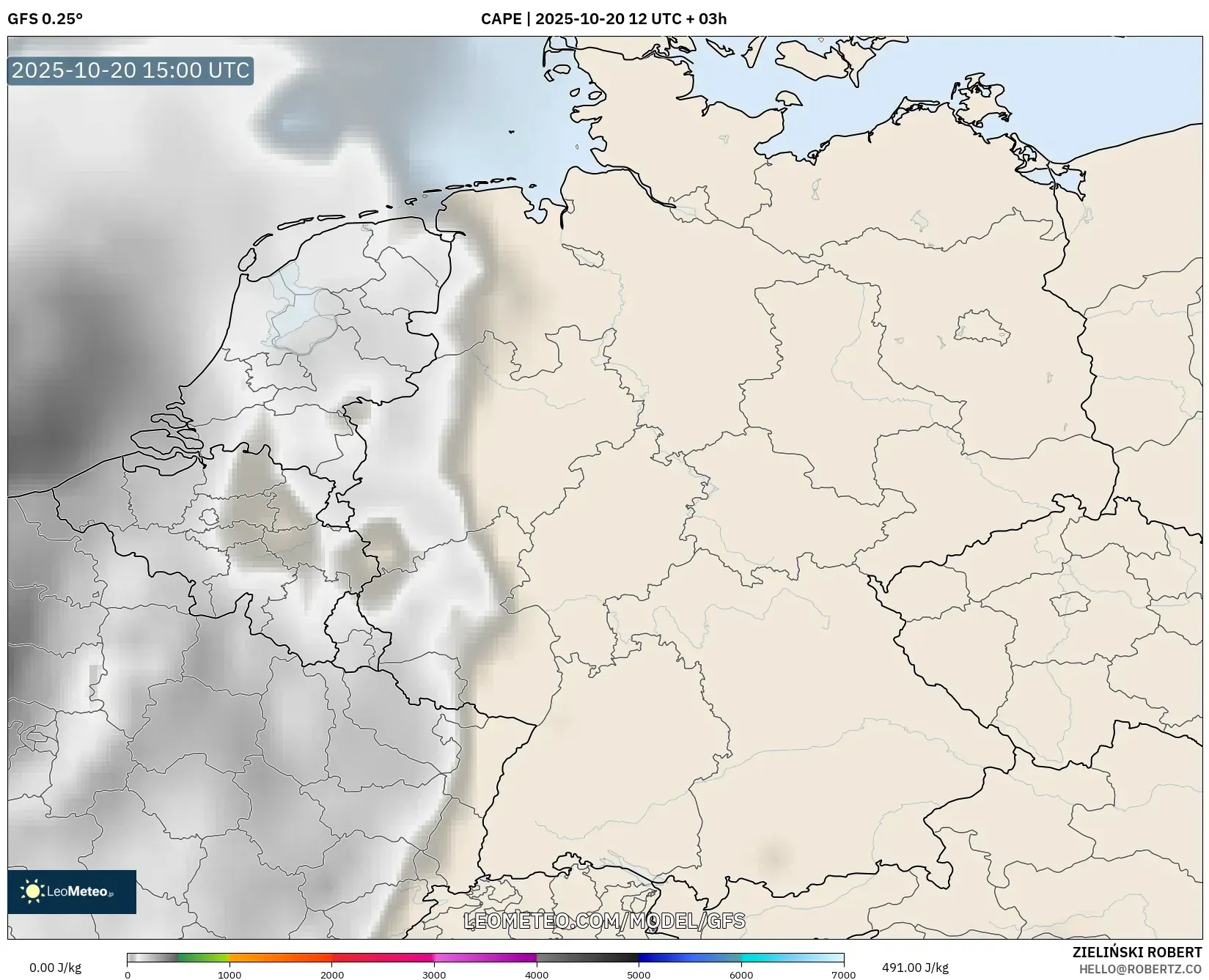 GFS model - Germany, CAPE GFS model - Germany, CAPE