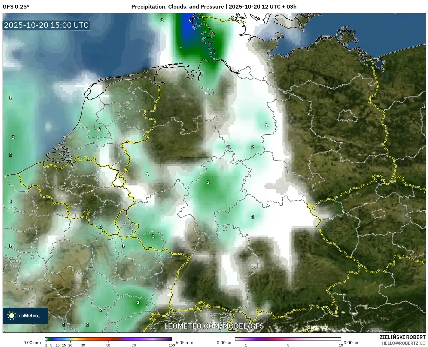GFS model - Germany, Precipitation, Clouds, and Pressure GFS model - Germany, Precipitation, Clouds, and Pressure