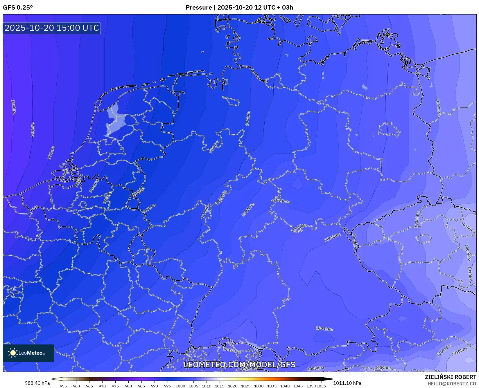 GFS model - Germany, Pressure GFS model - Germany, Pressure
