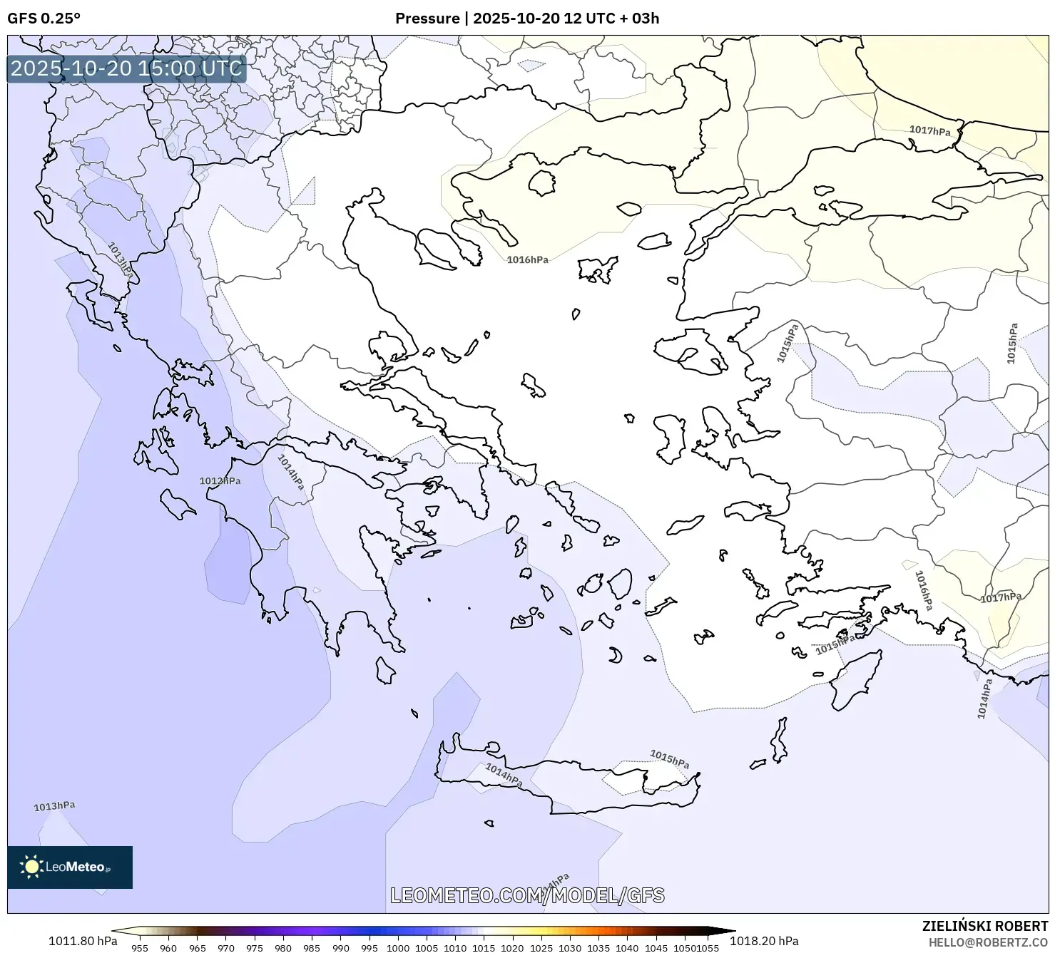 GFS model - Greece, Pressure GFS model - Greece, Pressure