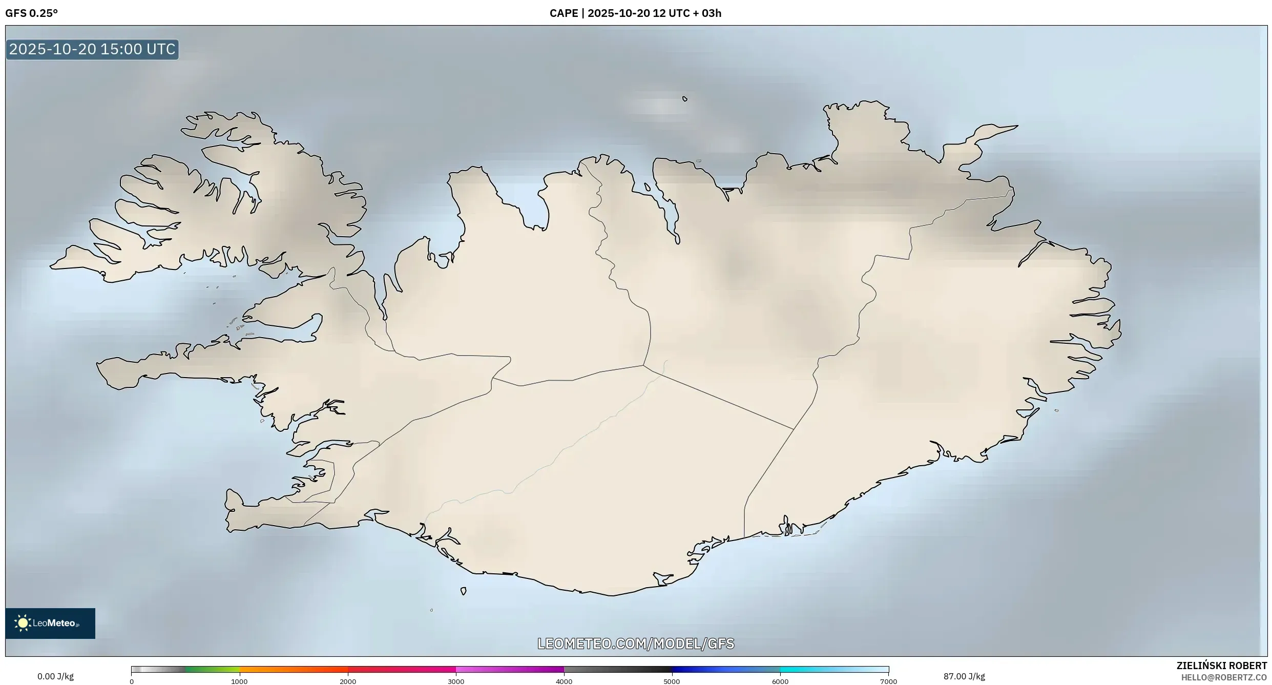 GFS model - Iceland, CAPE