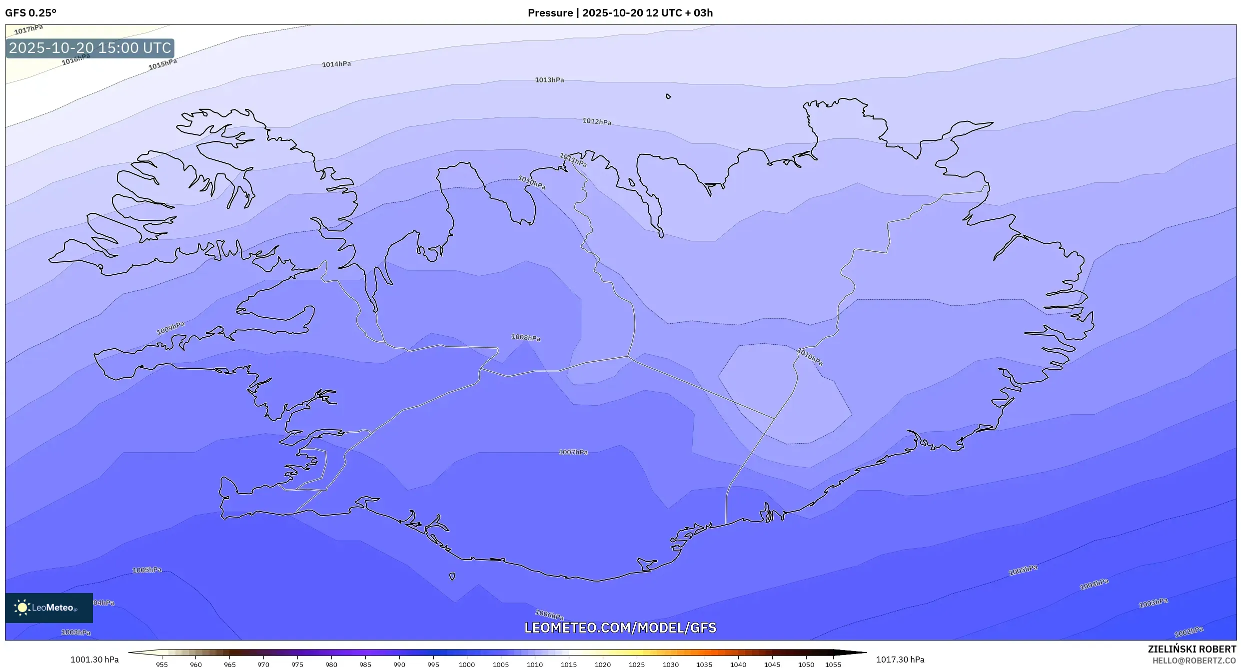 GFS model - Iceland, Pressure GFS model - Iceland, Pressure