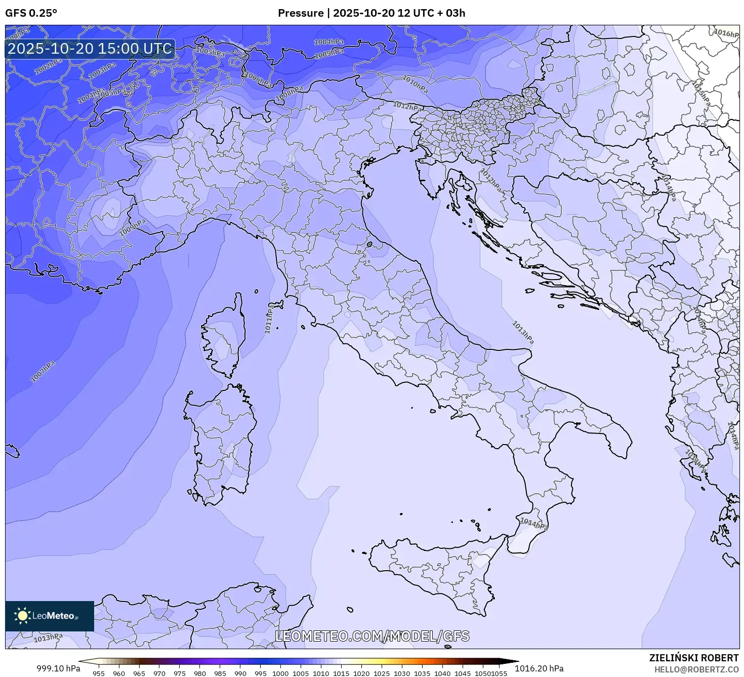 GFS model - Italy, Pressure