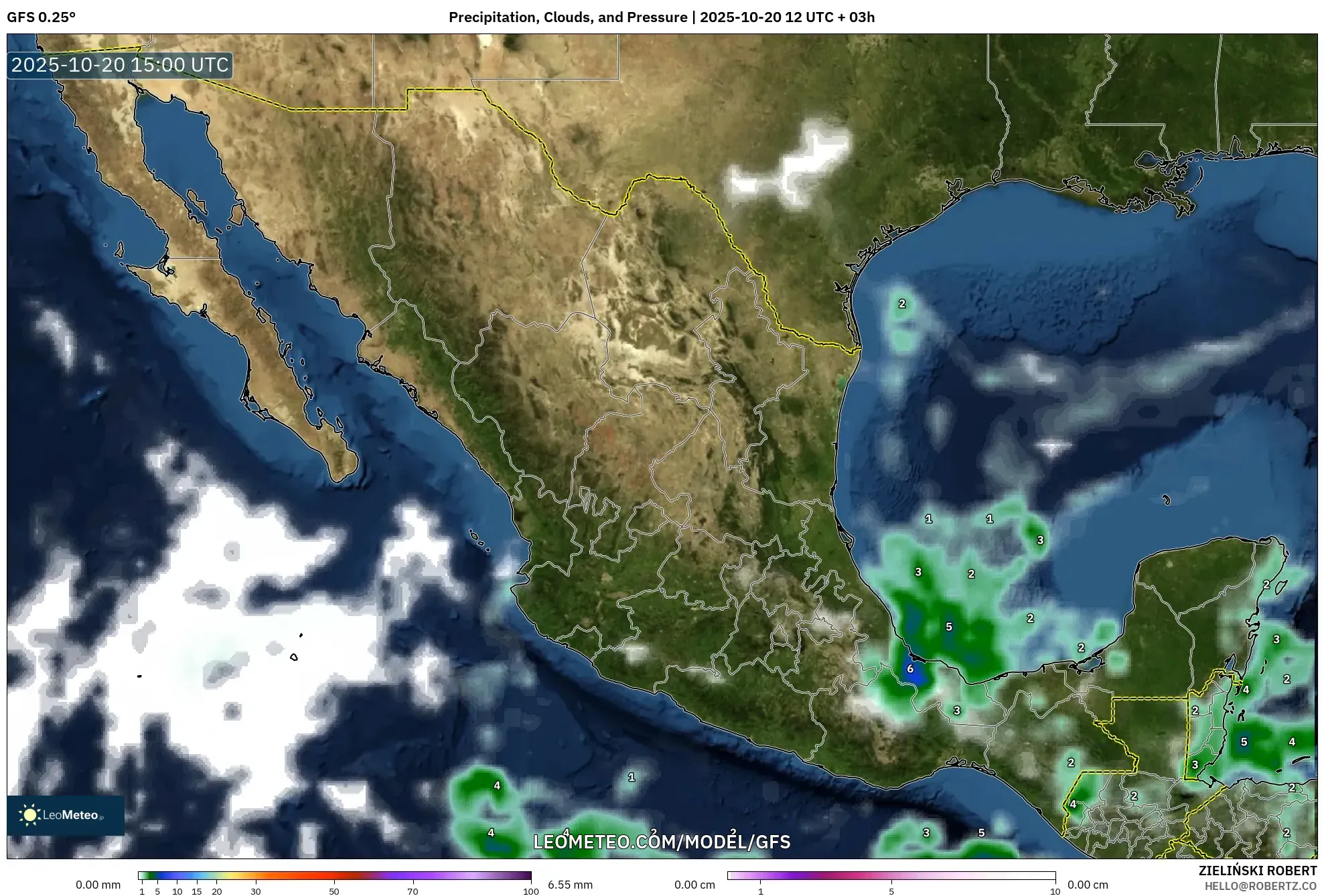 GFS model - Mexico, Precipitation, Clouds, and Pressure GFS model - Mexico, Precipitation, Clouds, and Pressure