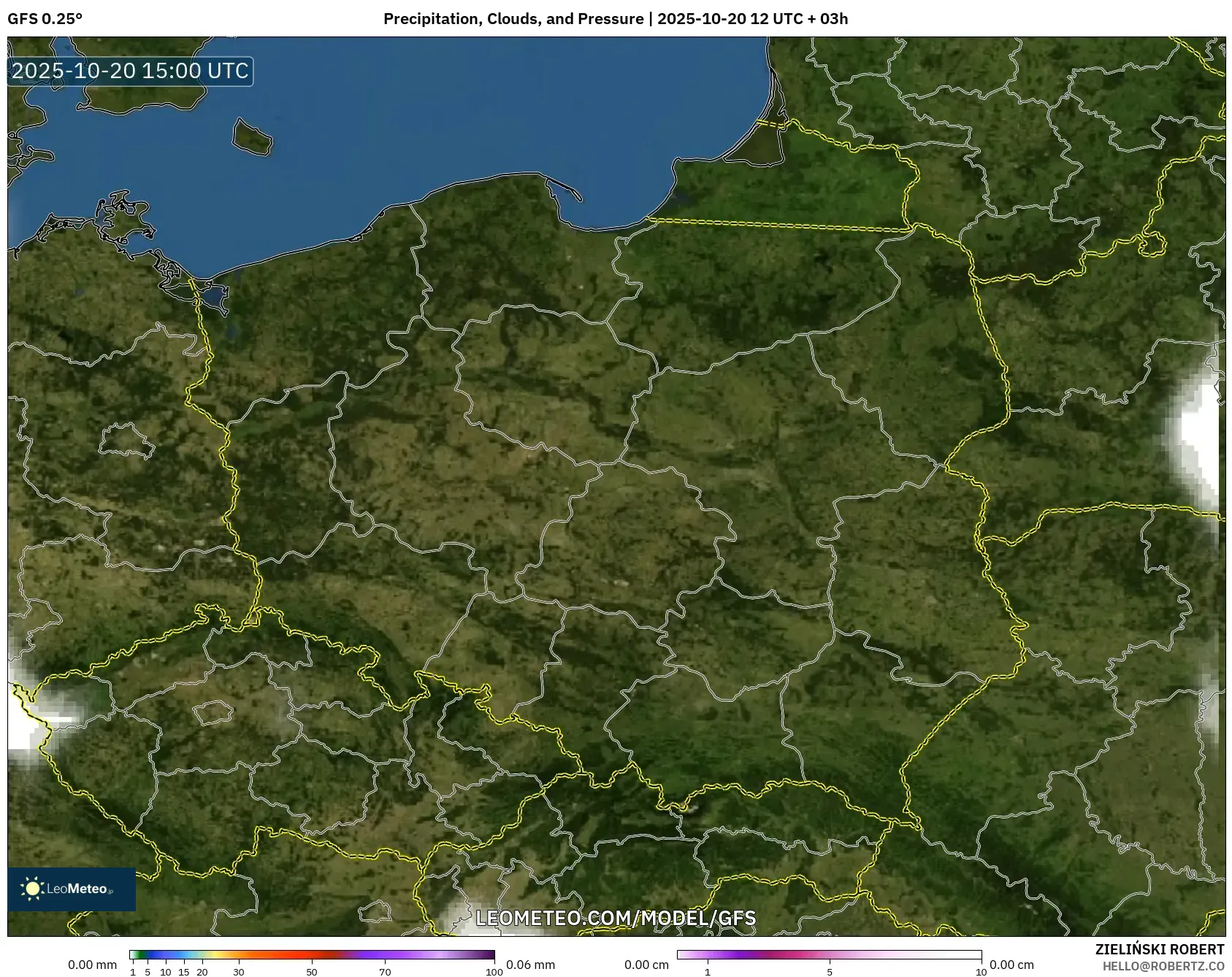 GFS model - Poland, Precipitation, Clouds, and Pressure GFS model - Poland, Precipitation, Clouds, and Pressure