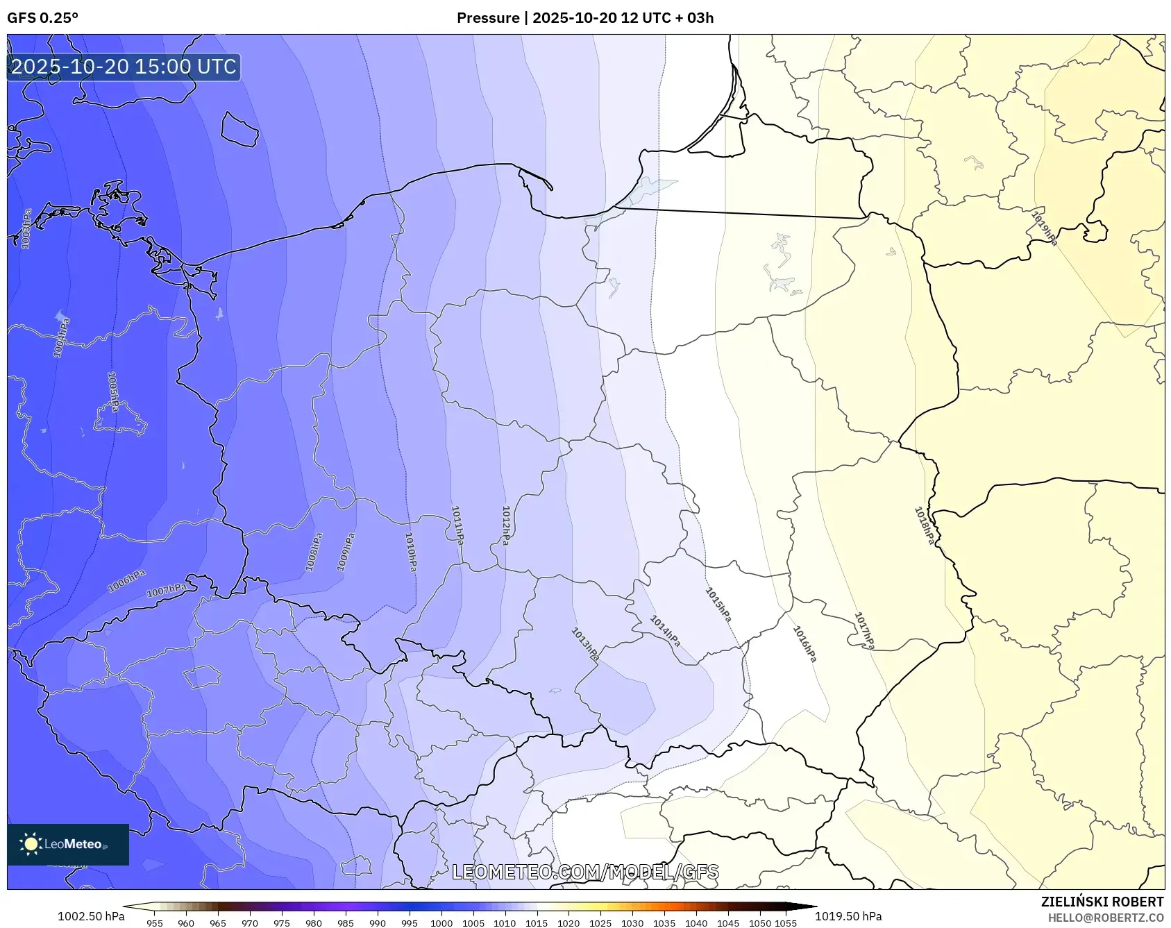 GFS model - Poland, Pressure GFS model - Poland, Pressure