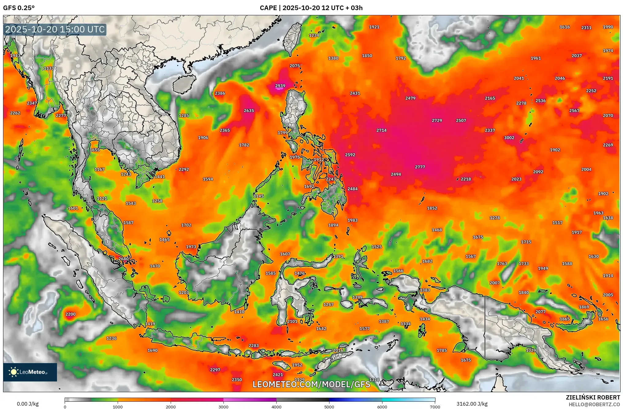 GFS model - South East Asia, CAPE GFS model - South East Asia, CAPE