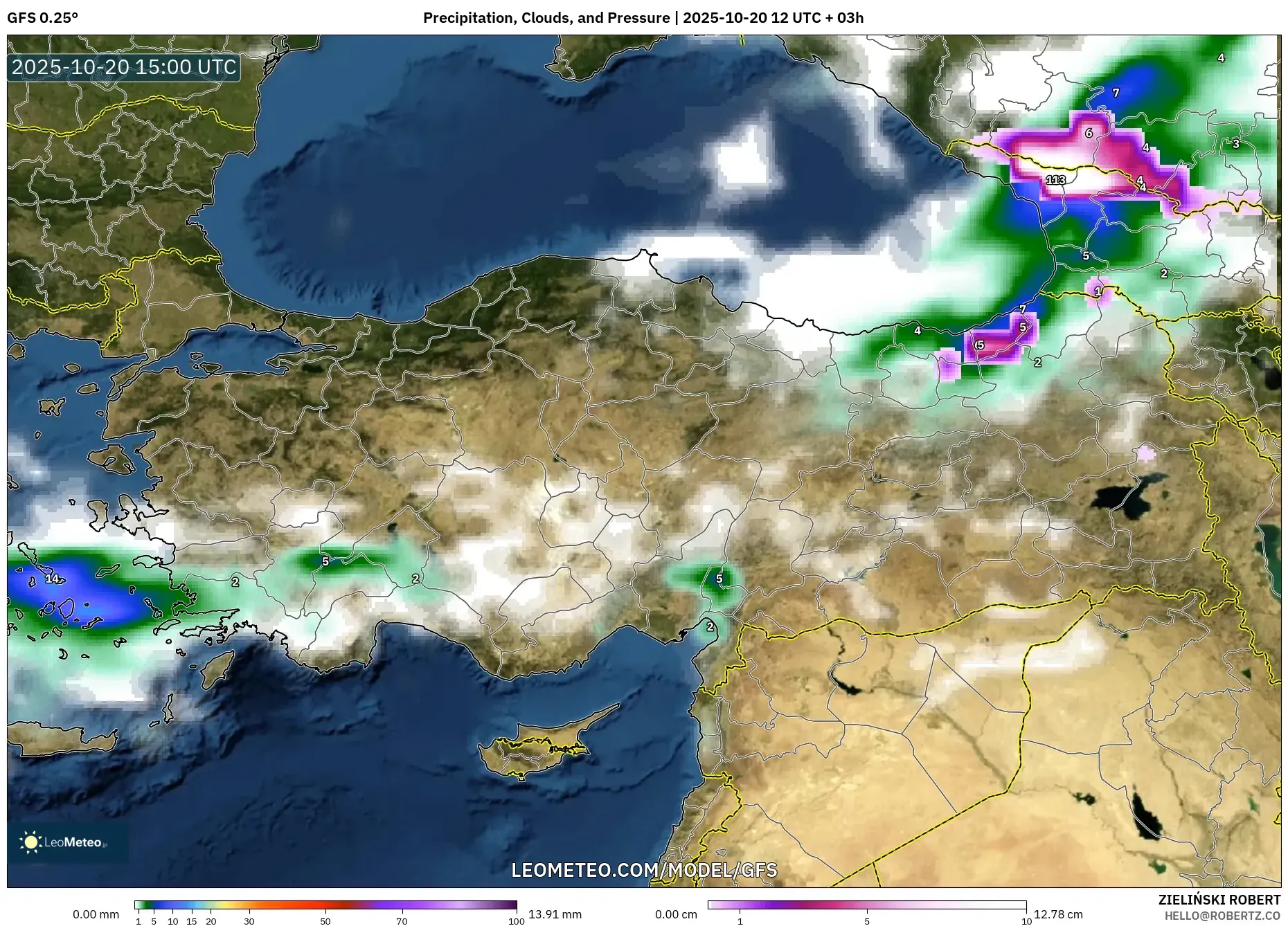 GFS model - Turkey, Precipitation, Clouds, and Pressure GFS model - Turkey, Precipitation, Clouds, and Pressure