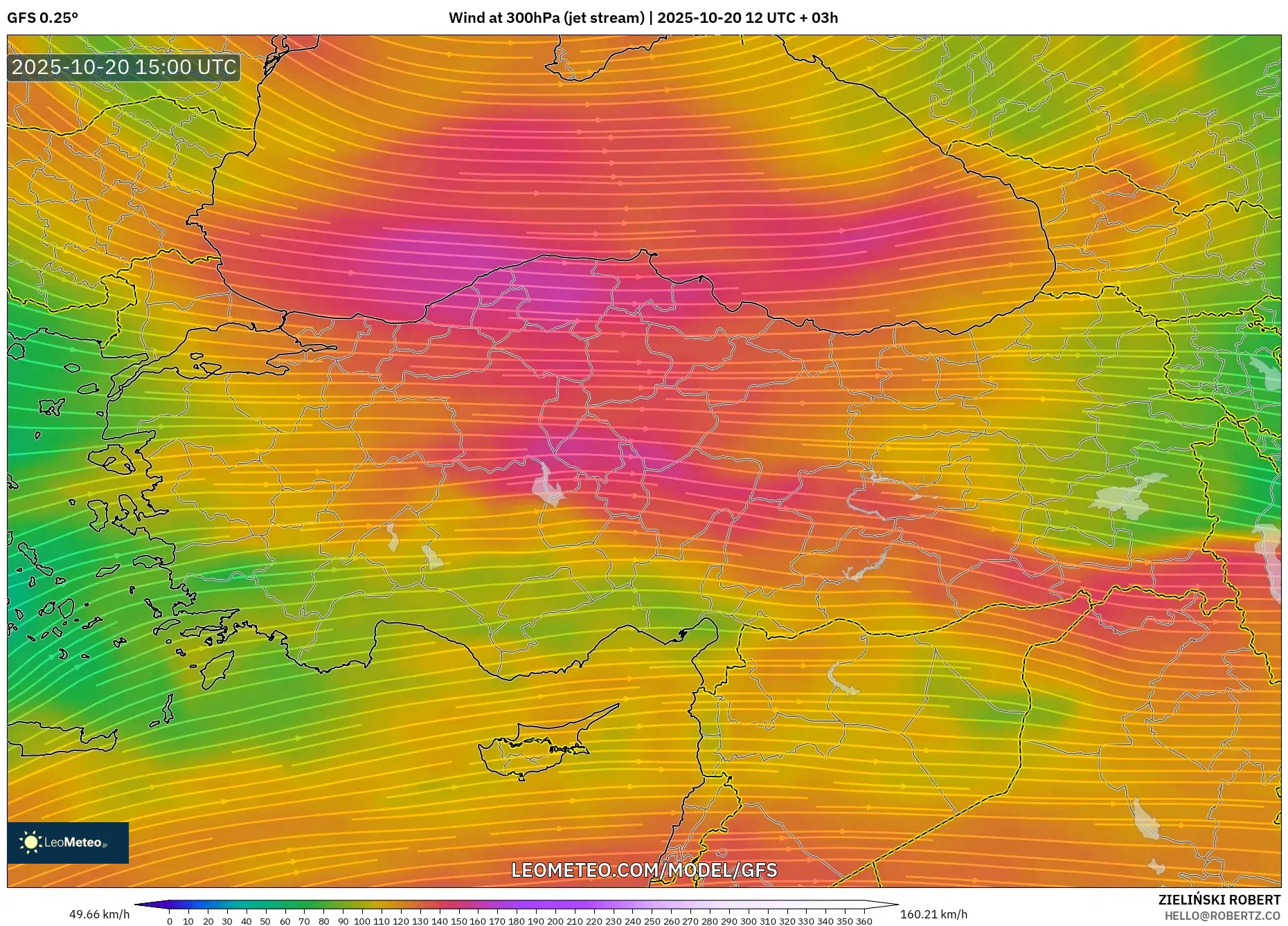 GFS model - Turkey, Wind at 300hPa (jet stream) GFS model - Turkey, Wind at 300hPa (jet stream)