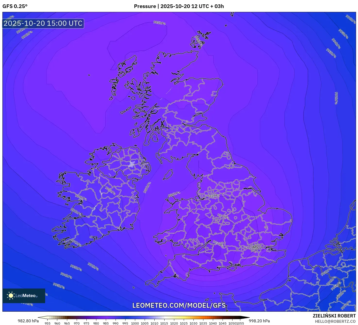 GFS model - United Kingdom, Pressure