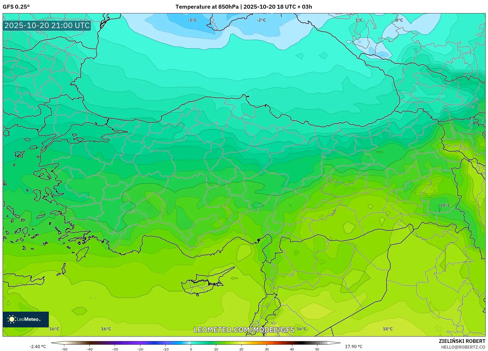 GFS model - Turkey, Temperature at 850hPa GFS model - Turkey, Temperature at 850hPa