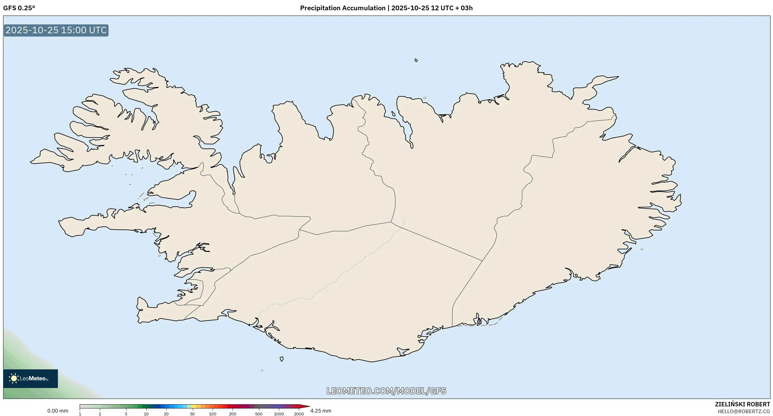 GFS model - Iceland, Precipitation Accumulation GFS model - Iceland, Precipitation Accumulation