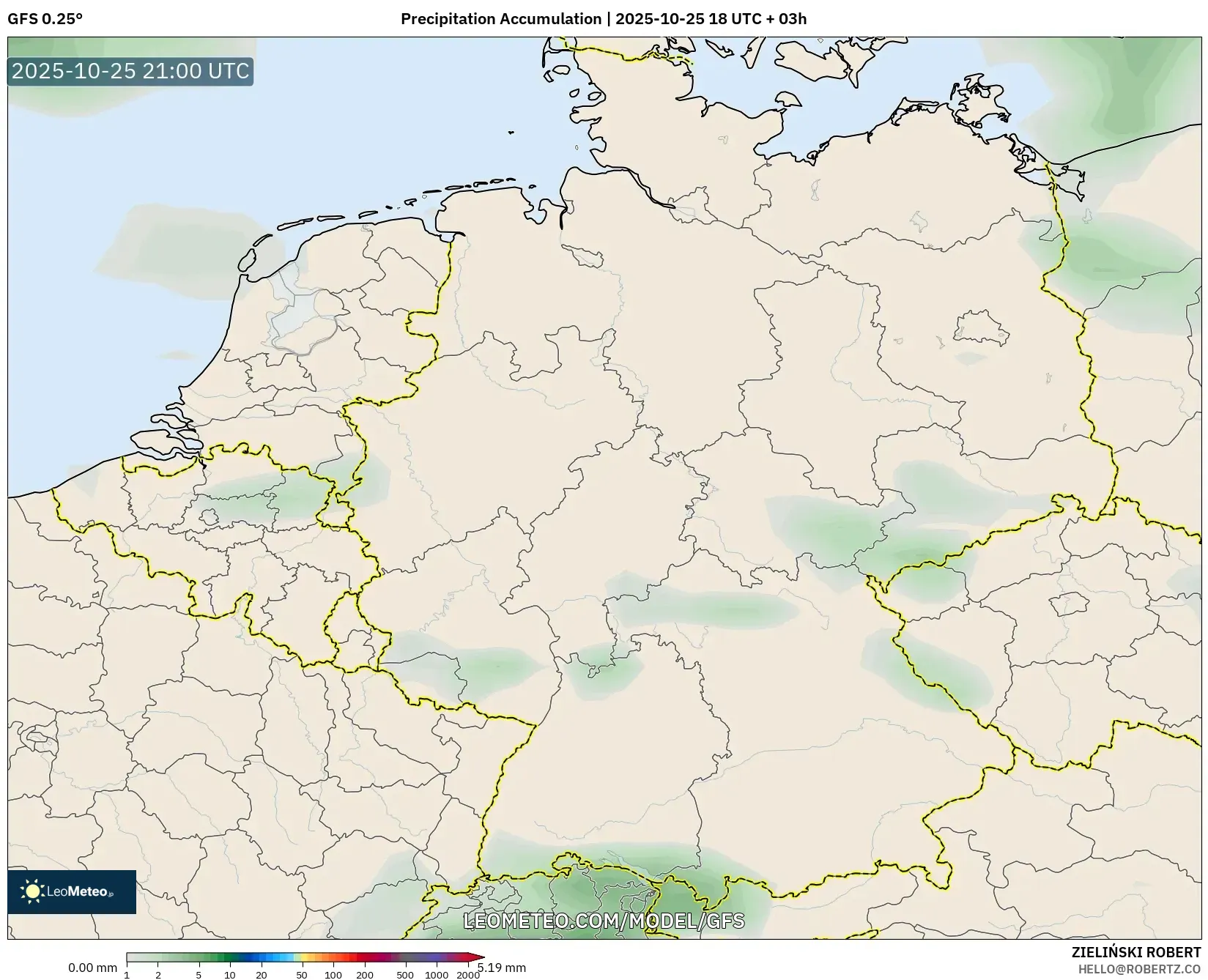 GFS model - Germany, Precipitation Accumulation