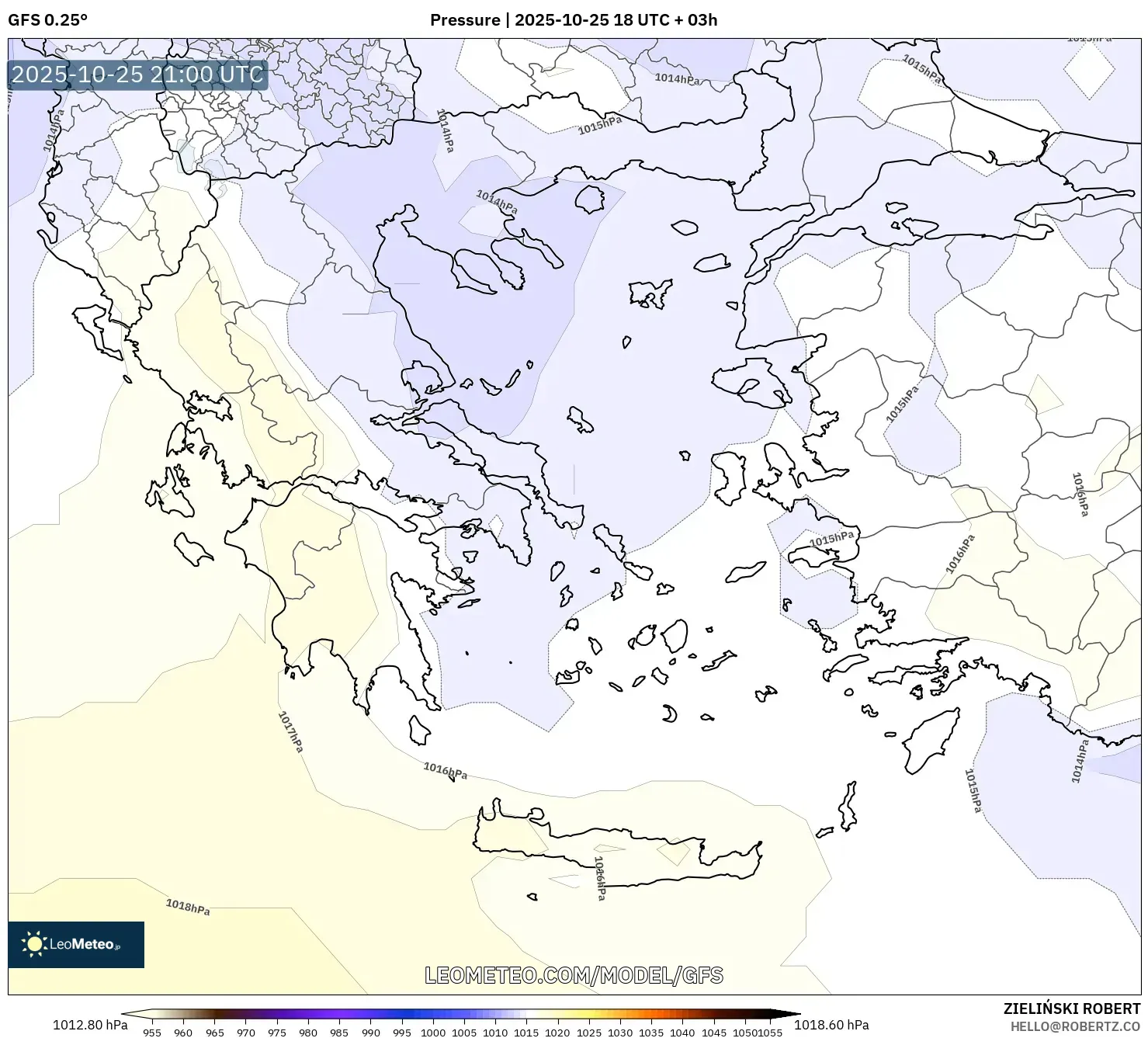 GFS model - Greece, Pressure