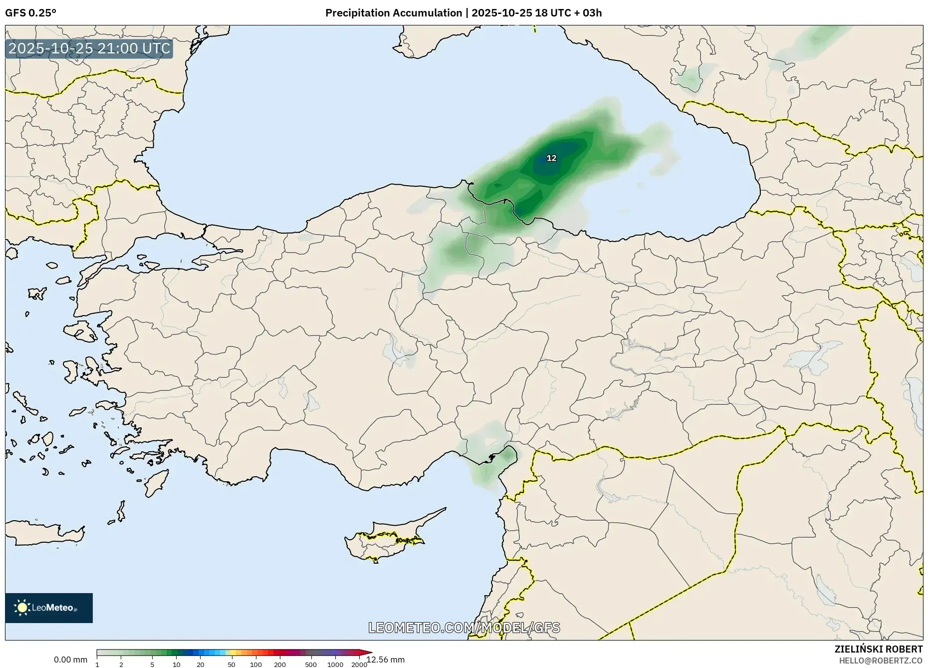 GFS model - Turkey, Precipitation Accumulation GFS model - Turkey, Precipitation Accumulation