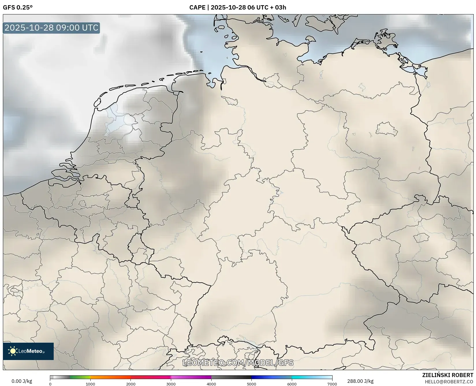 GFS model - Germany, CAPE GFS model - Germany, CAPE