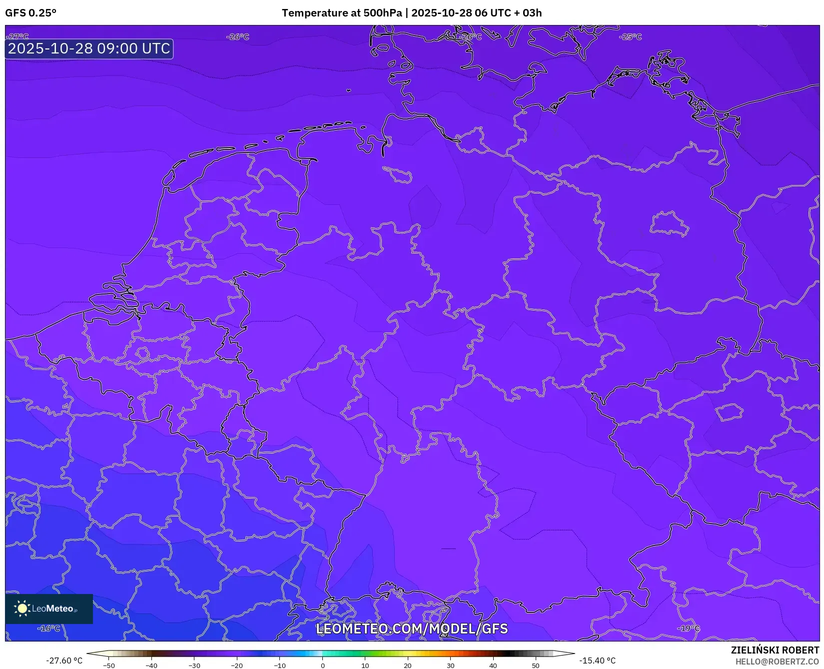 GFS model - Germany, Temperature at 500hPa GFS model - Germany, Temperature at 500hPa