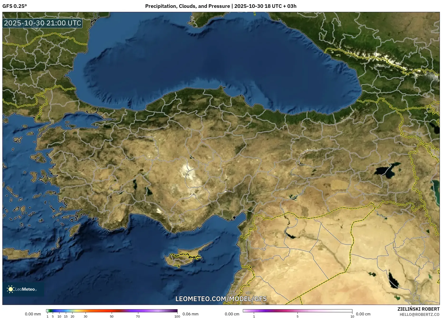 GFS model - Turkey, Precipitation, Clouds, and Pressure GFS model - Turkey, Precipitation, Clouds, and Pressure