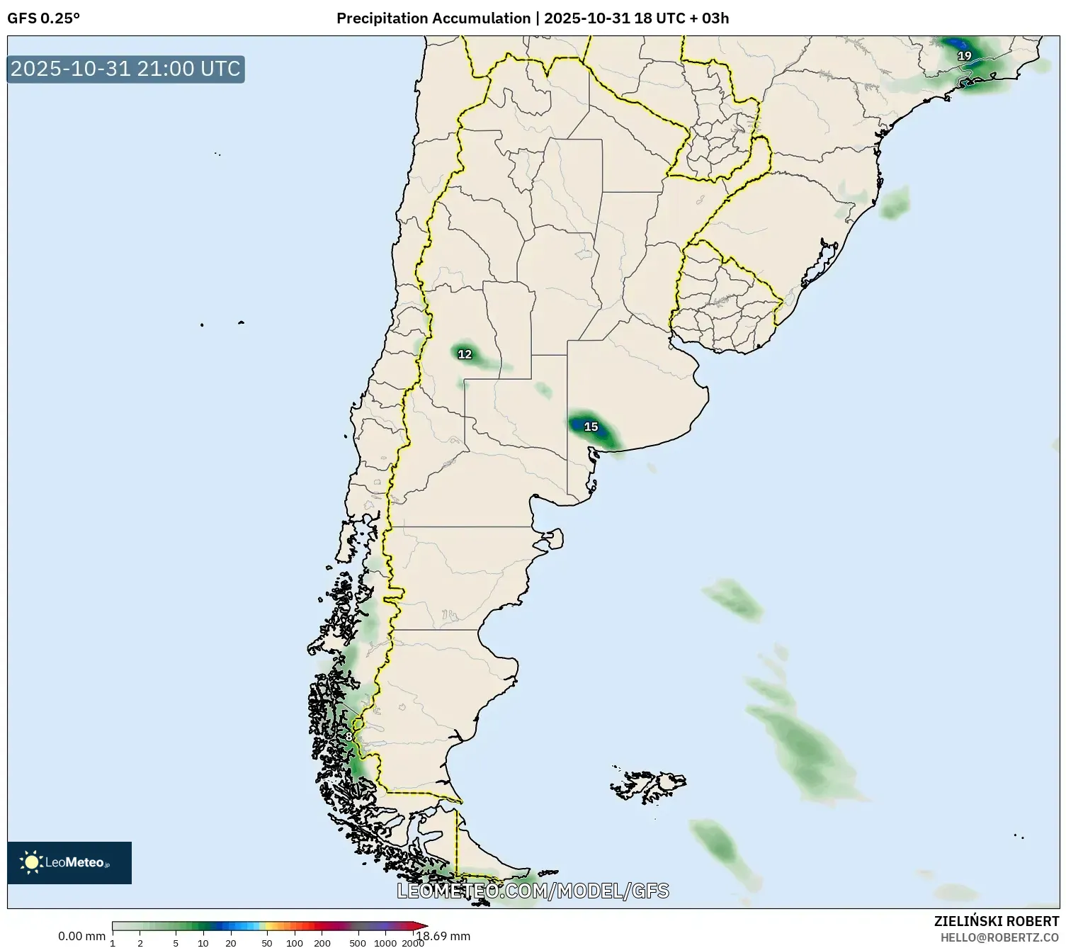 GFS model - Argentina, Precipitation Accumulation GFS model - Argentina, Precipitation Accumulation