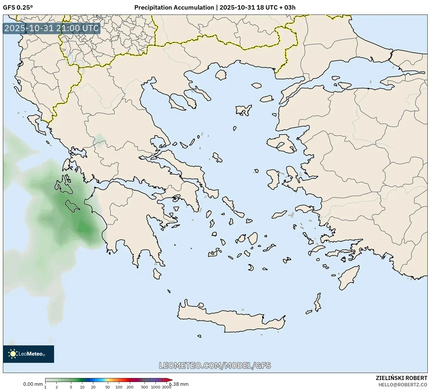 GFS model - Greece, Precipitation Accumulation GFS model - Greece, Precipitation Accumulation