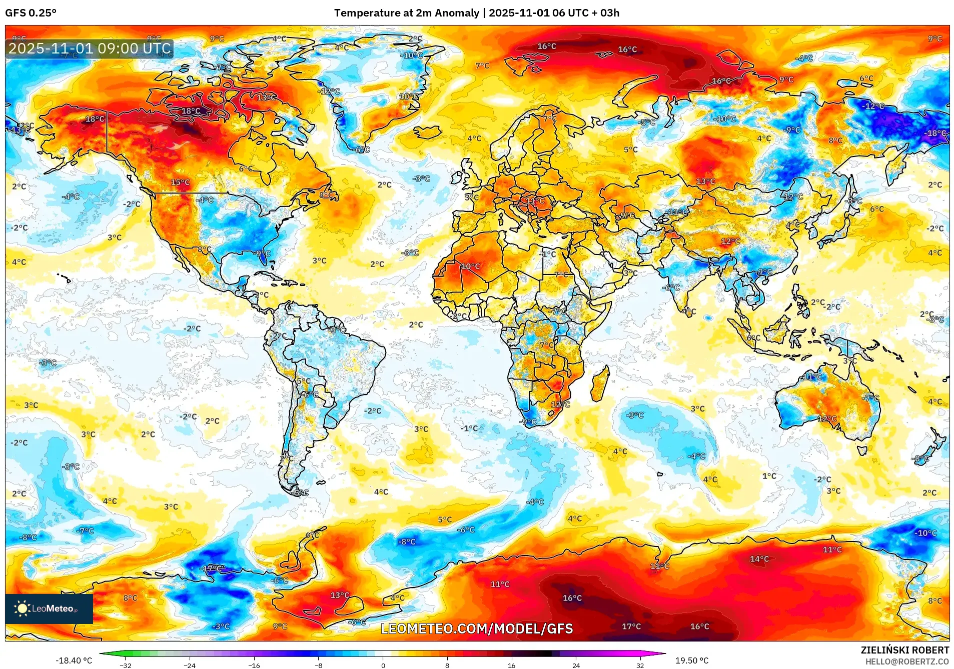 GFS model - World, Temperature at 2m Anomaly GFS model - World, Temperature at 2m Anomaly