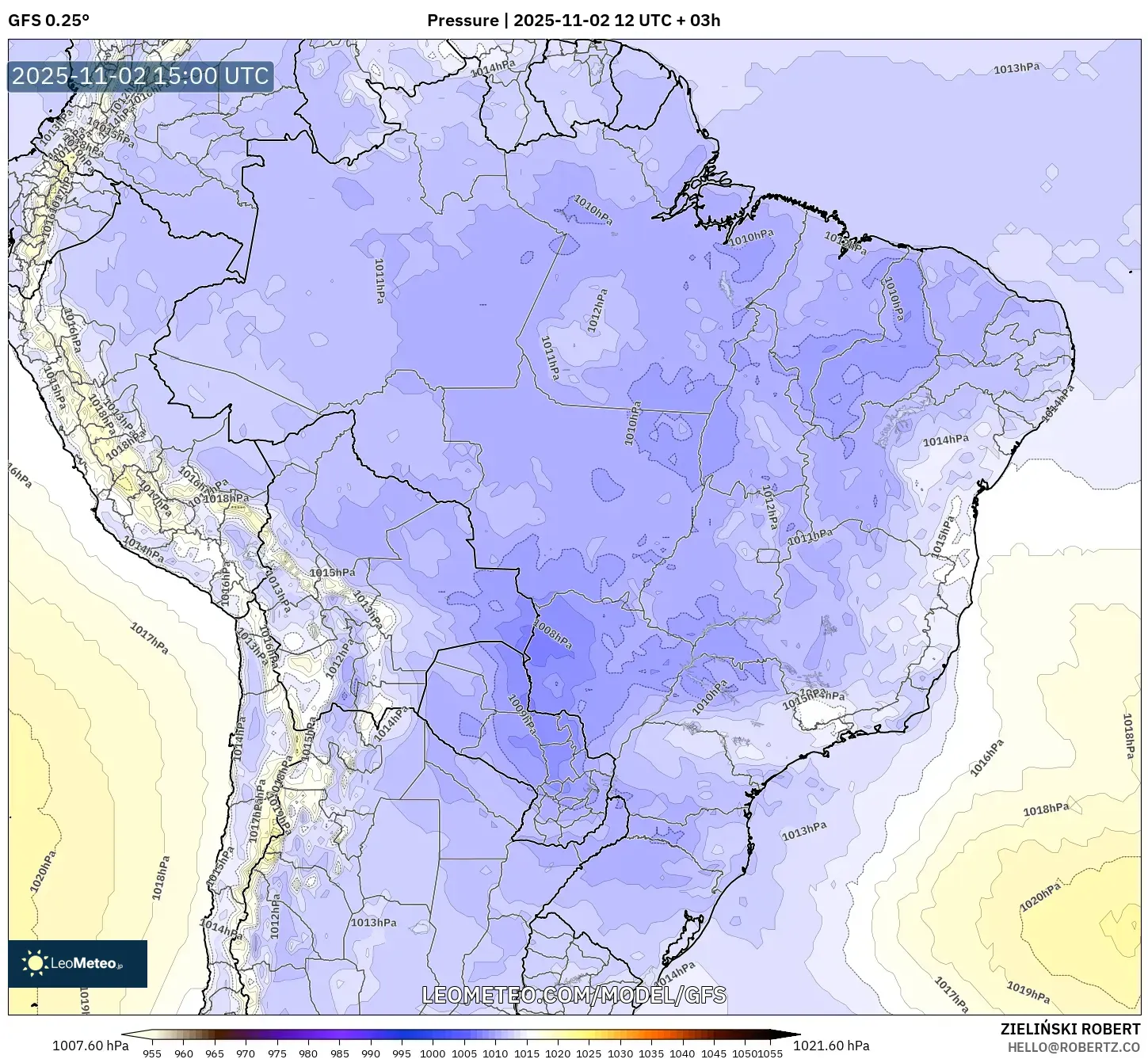 GFS model - Brazil, Pressure GFS model - Brazil, Pressure