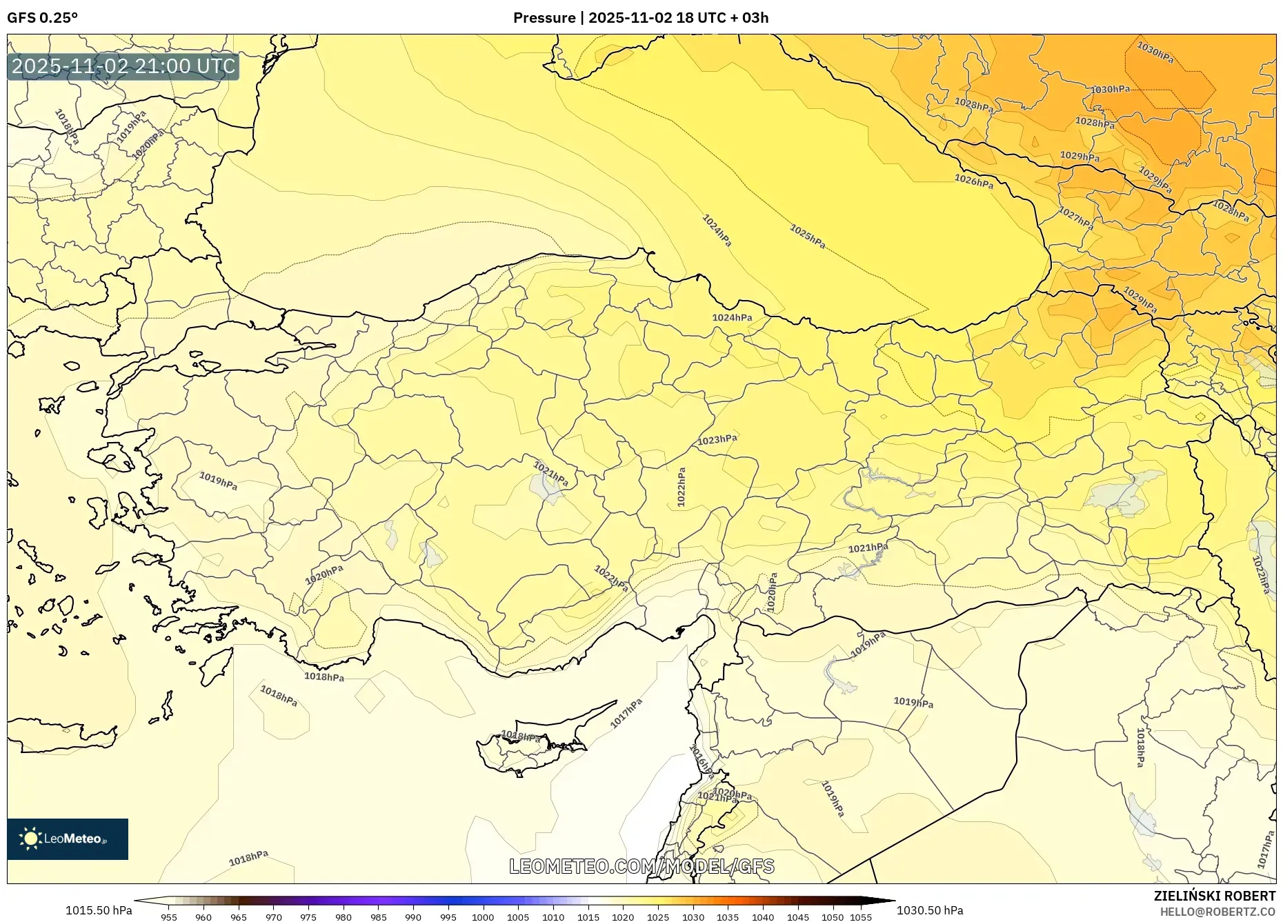 GFS model - Turkey, Pressure