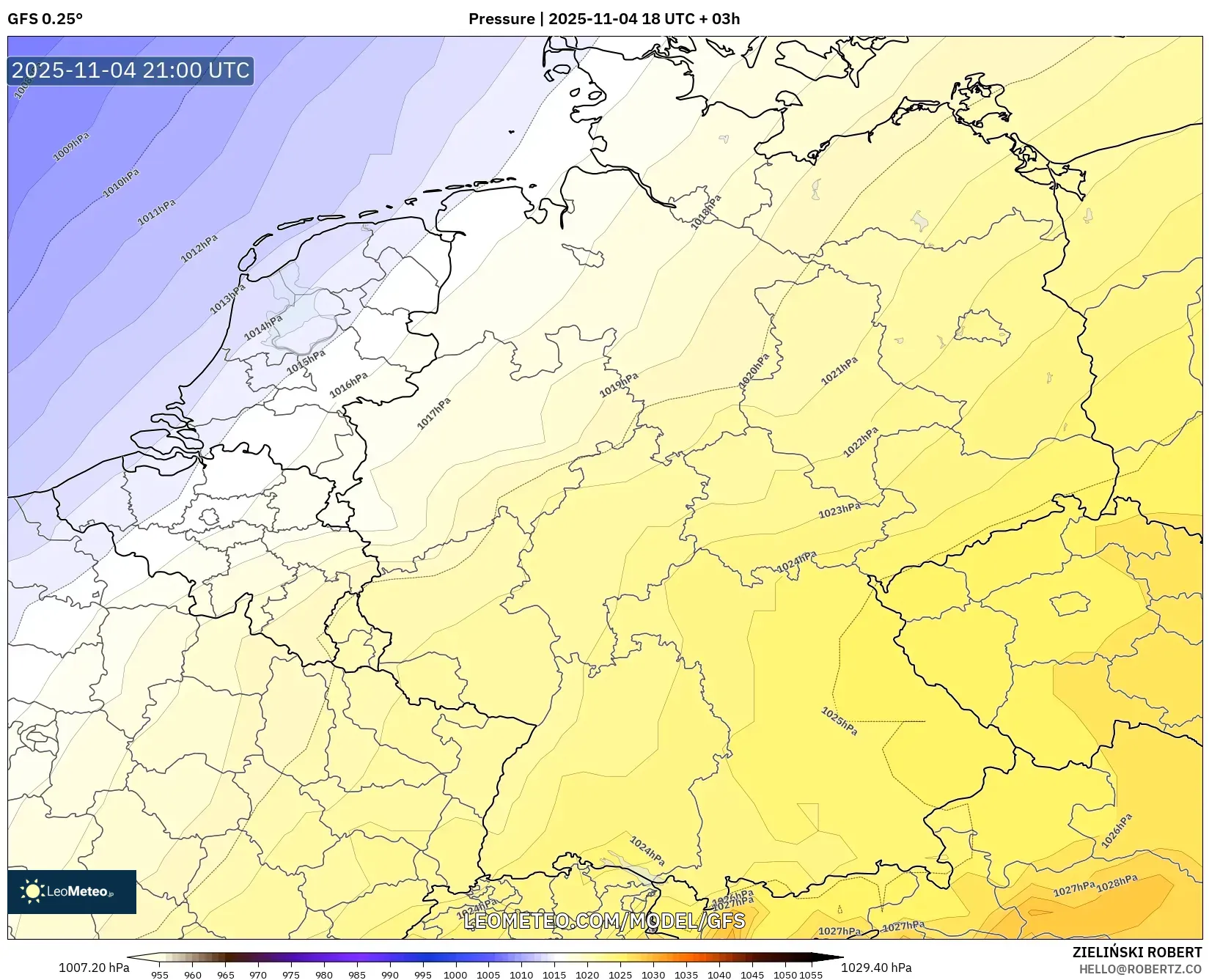 GFS model - Germany, Pressure