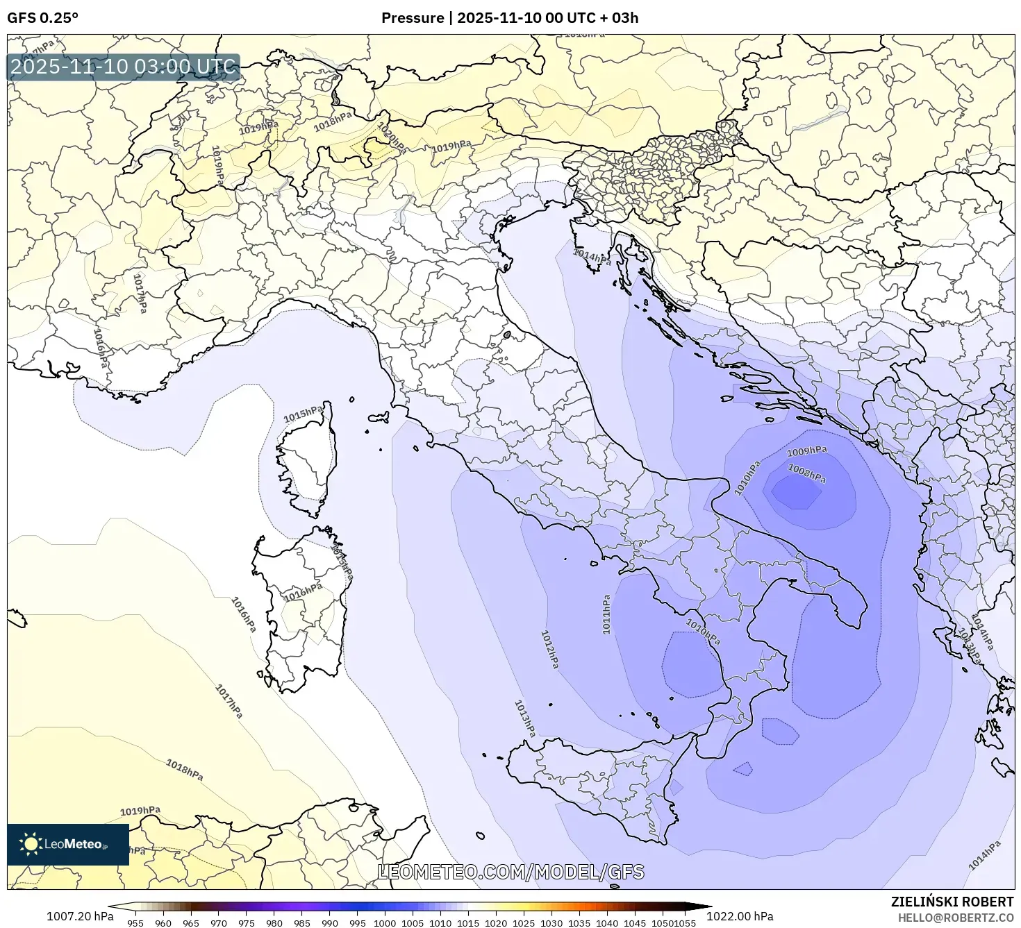 GFS model - Italy, Pressure