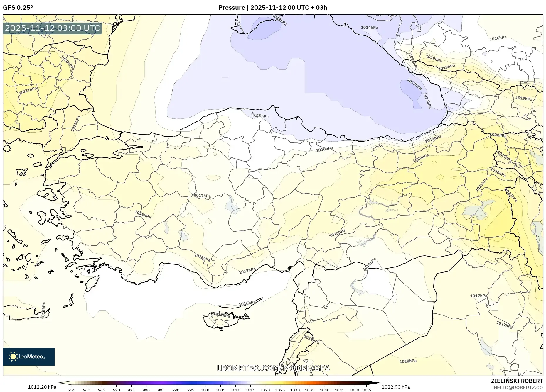 GFS model - Turkey, Pressure