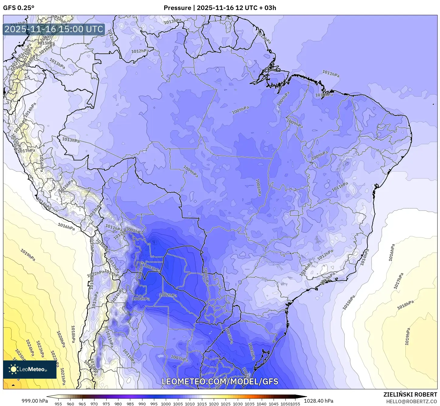 GFS model - Brazil, Pressure