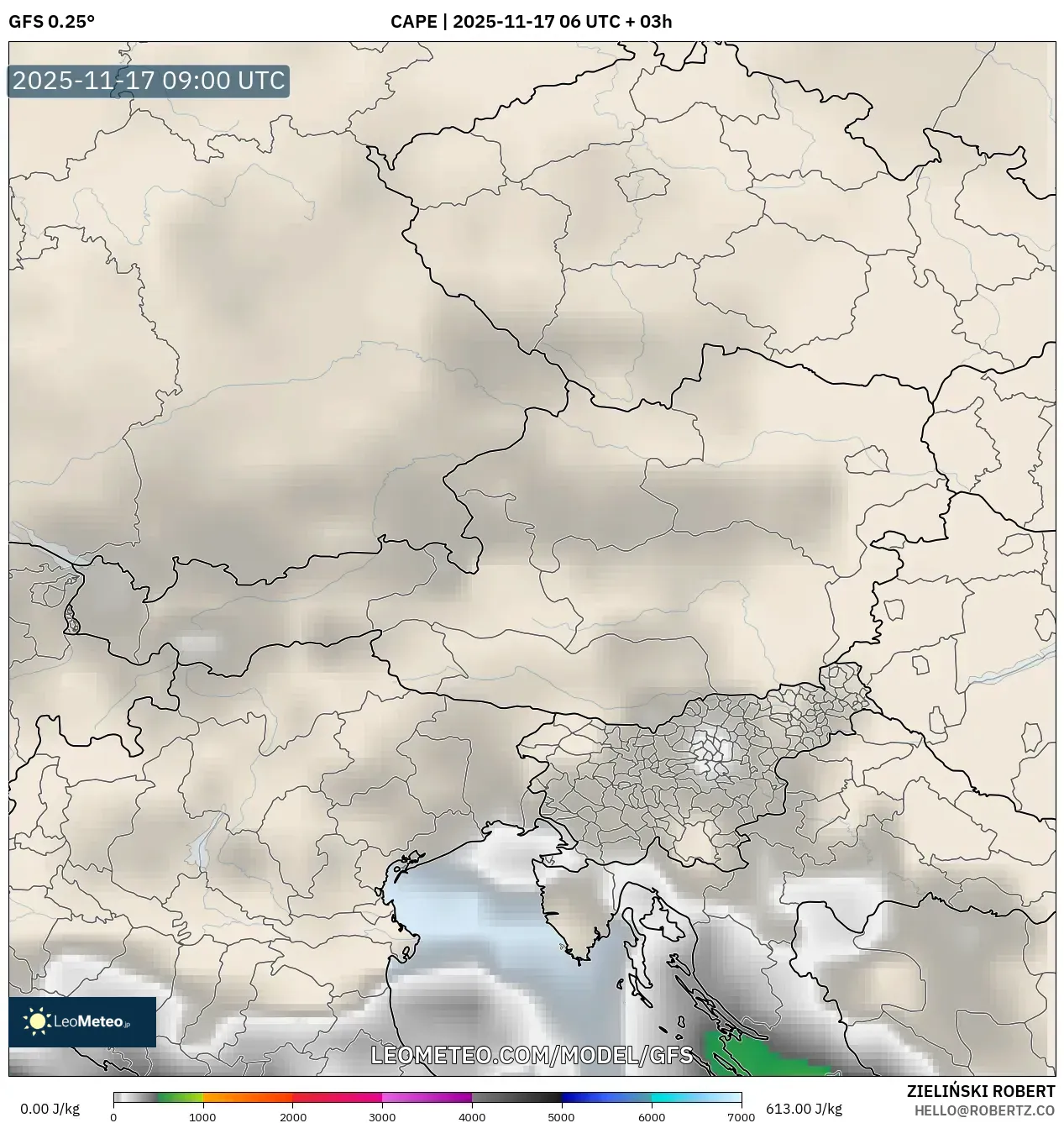 GFS model - Austria, CAPE