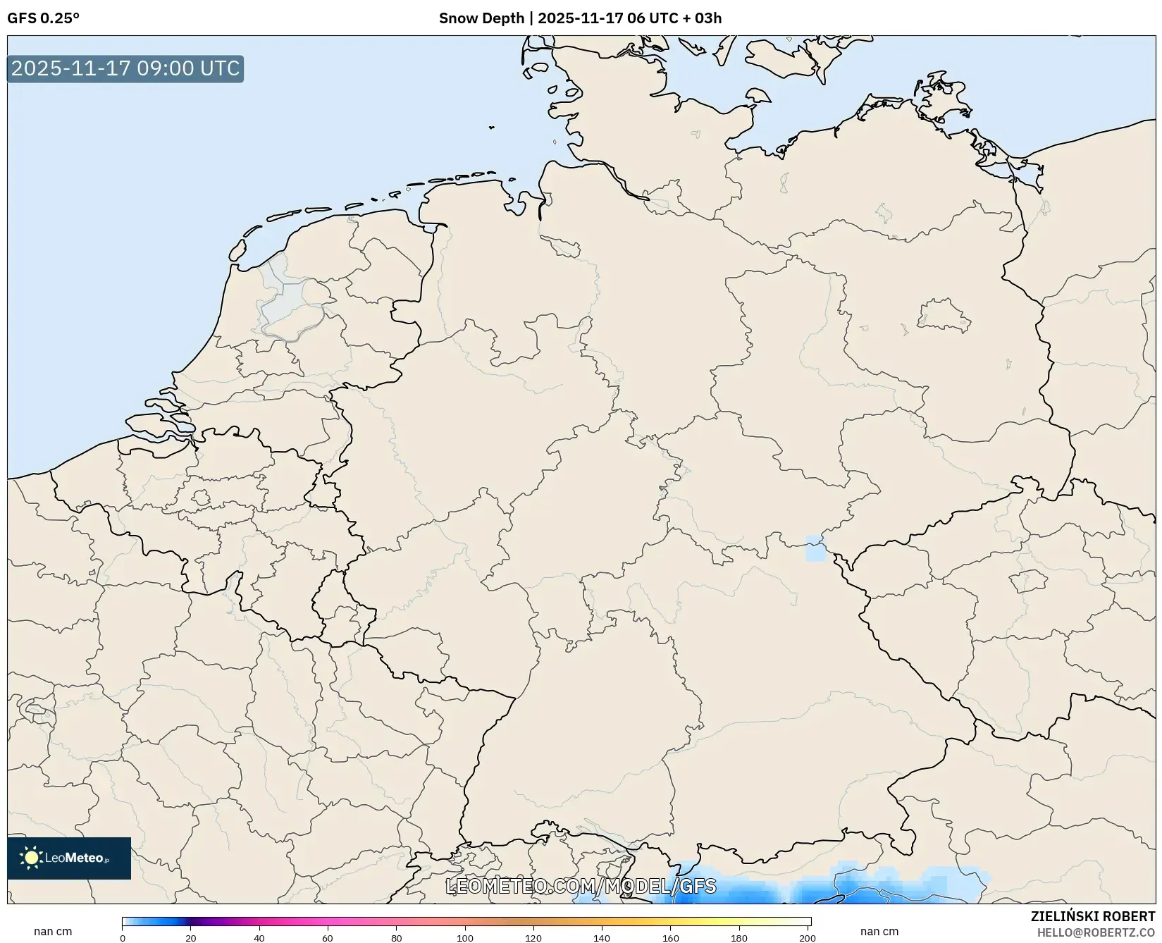 GFS model - Germany, Snow Depth