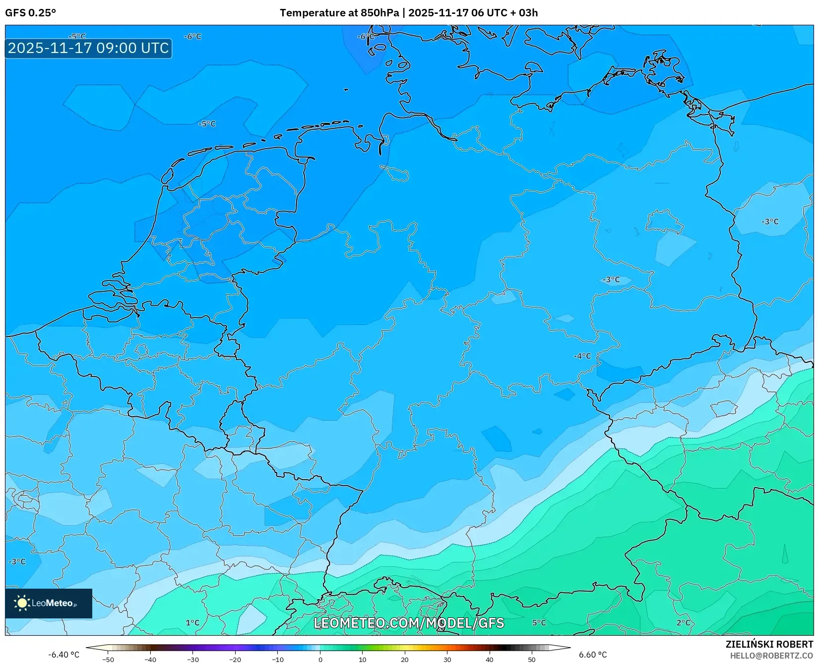 GFS model - Germany, Temperature at 850hPa
