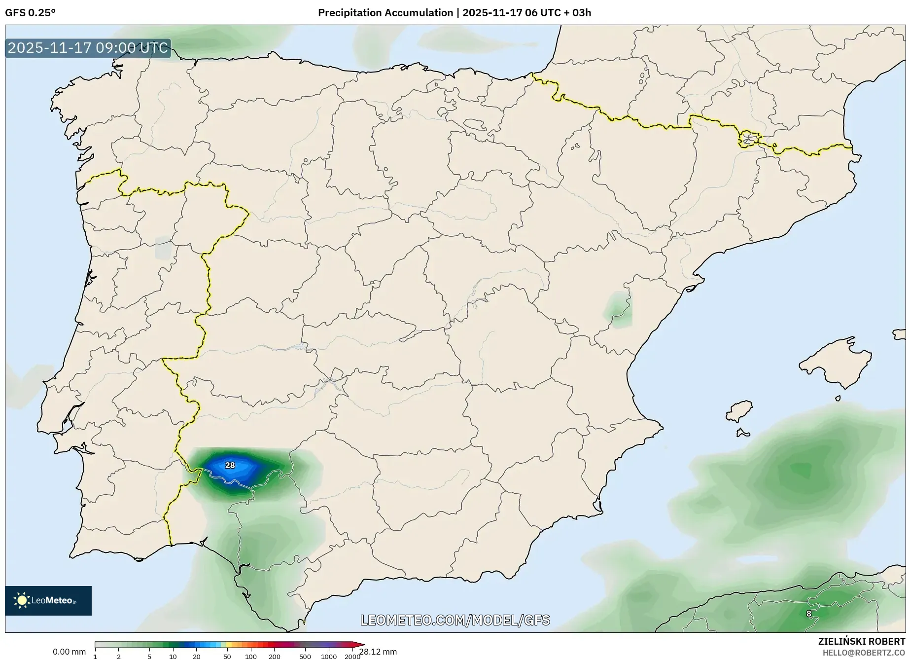 GFS model - Spain, Precipitation Accumulation